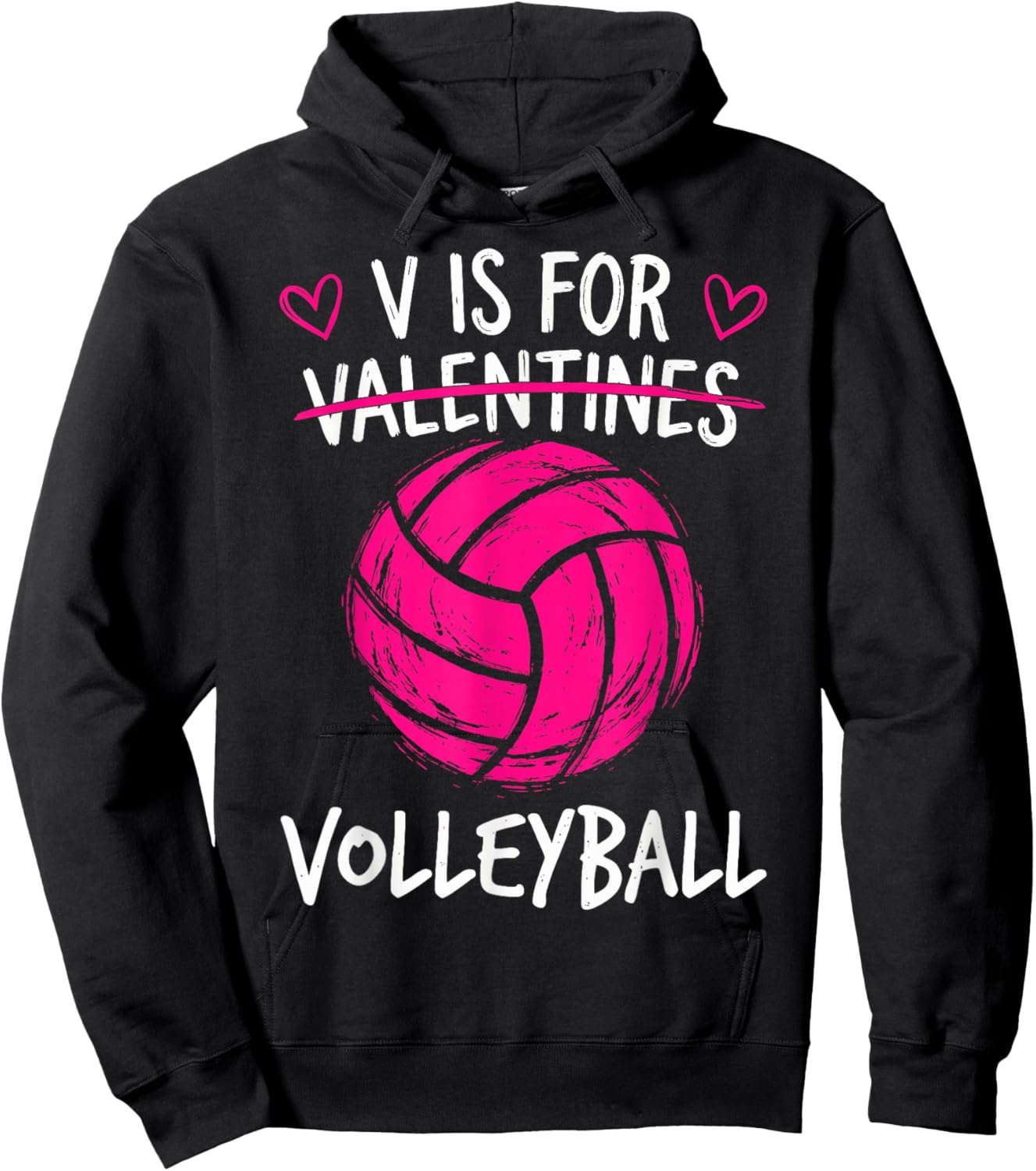 V is for Volleyball Valentine Funny Couple Valentines Day Hoodie - Hoodie | Black