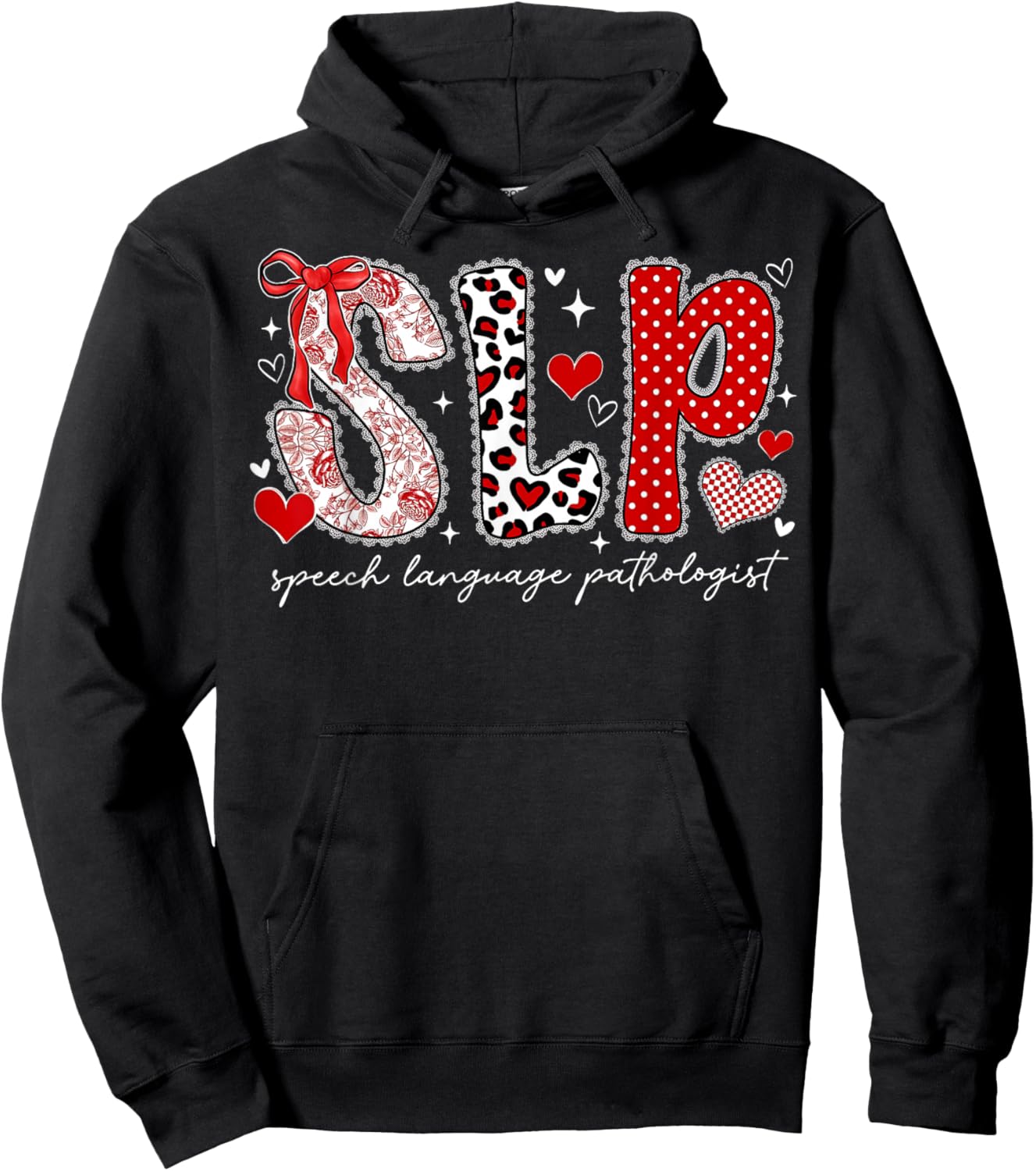 Speech Language Pathologist Valentines Day SLP Therapy Hoodie - Hoodie | Black
