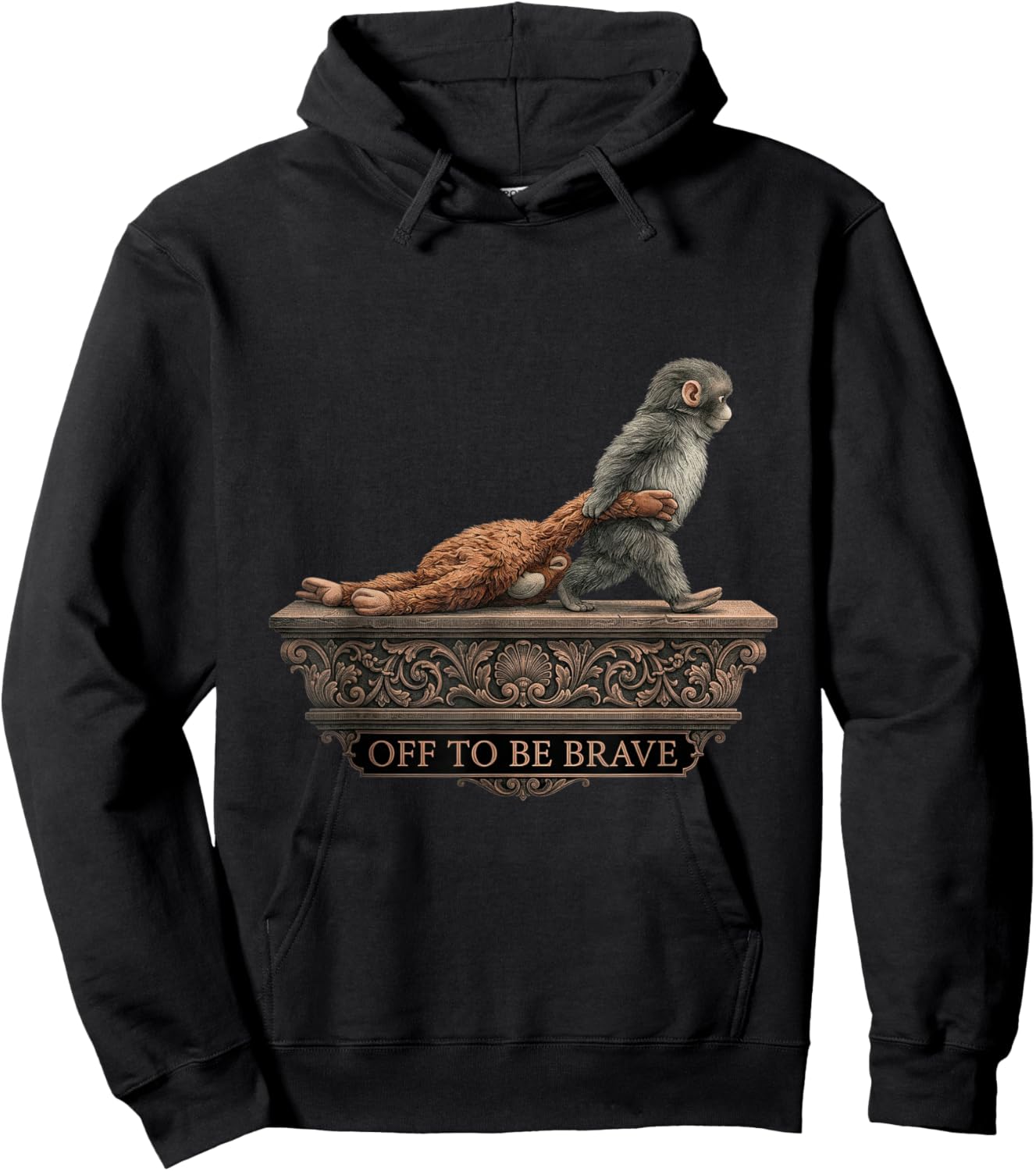 Funny Viral Monkey Meme Monkey Punch Off to Be Brave Hoodie - Hoodie | Black