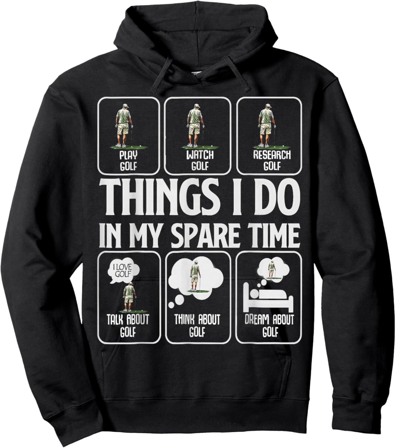 Funny Golf Things I Do in My Spare Time Golfer Kids Boys Men Hoodie - Hoodie | Black