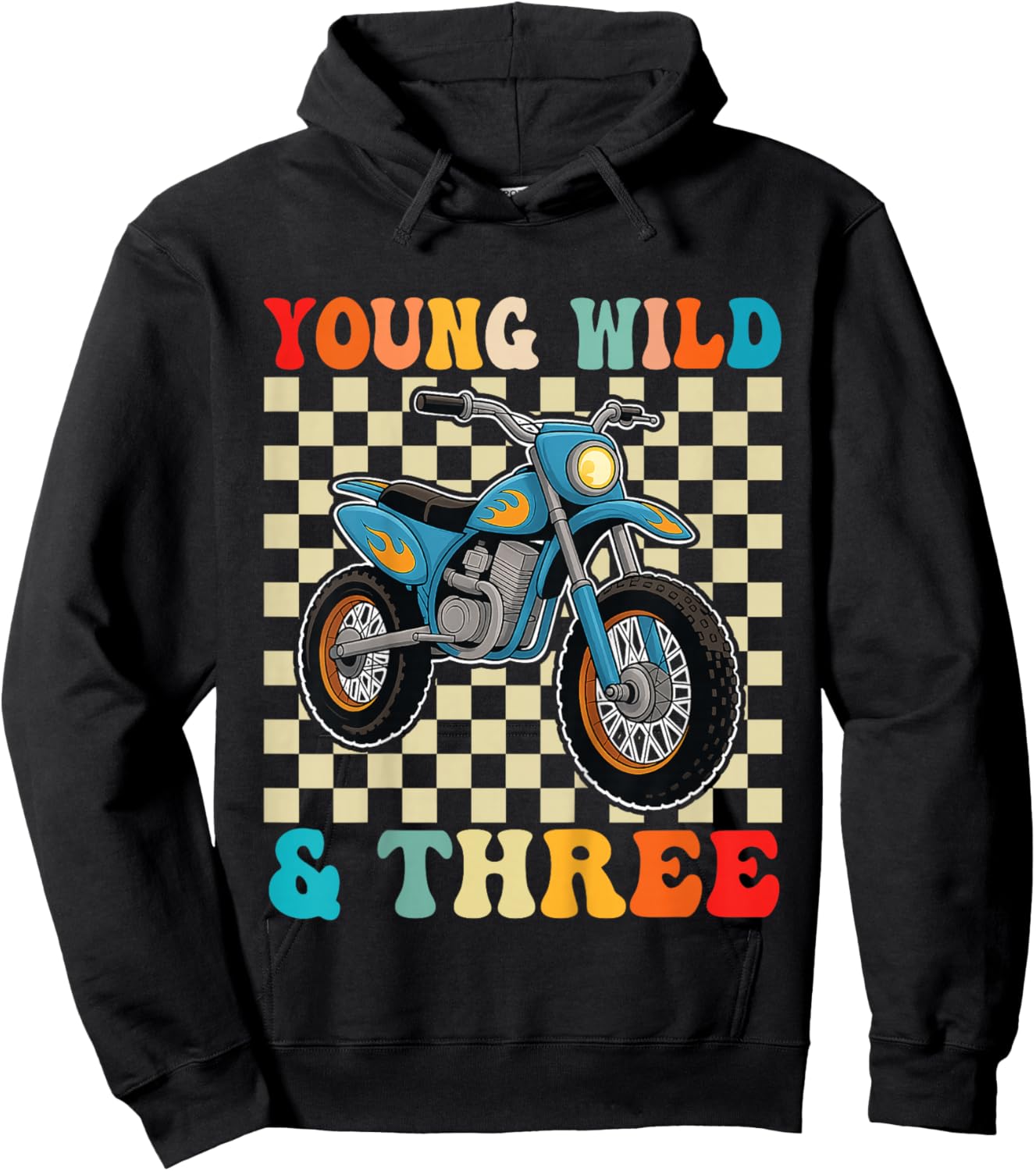 3rd Birthday Motocross Dirt Bike Young Wild and Three Hoodie - Hoodie | Black