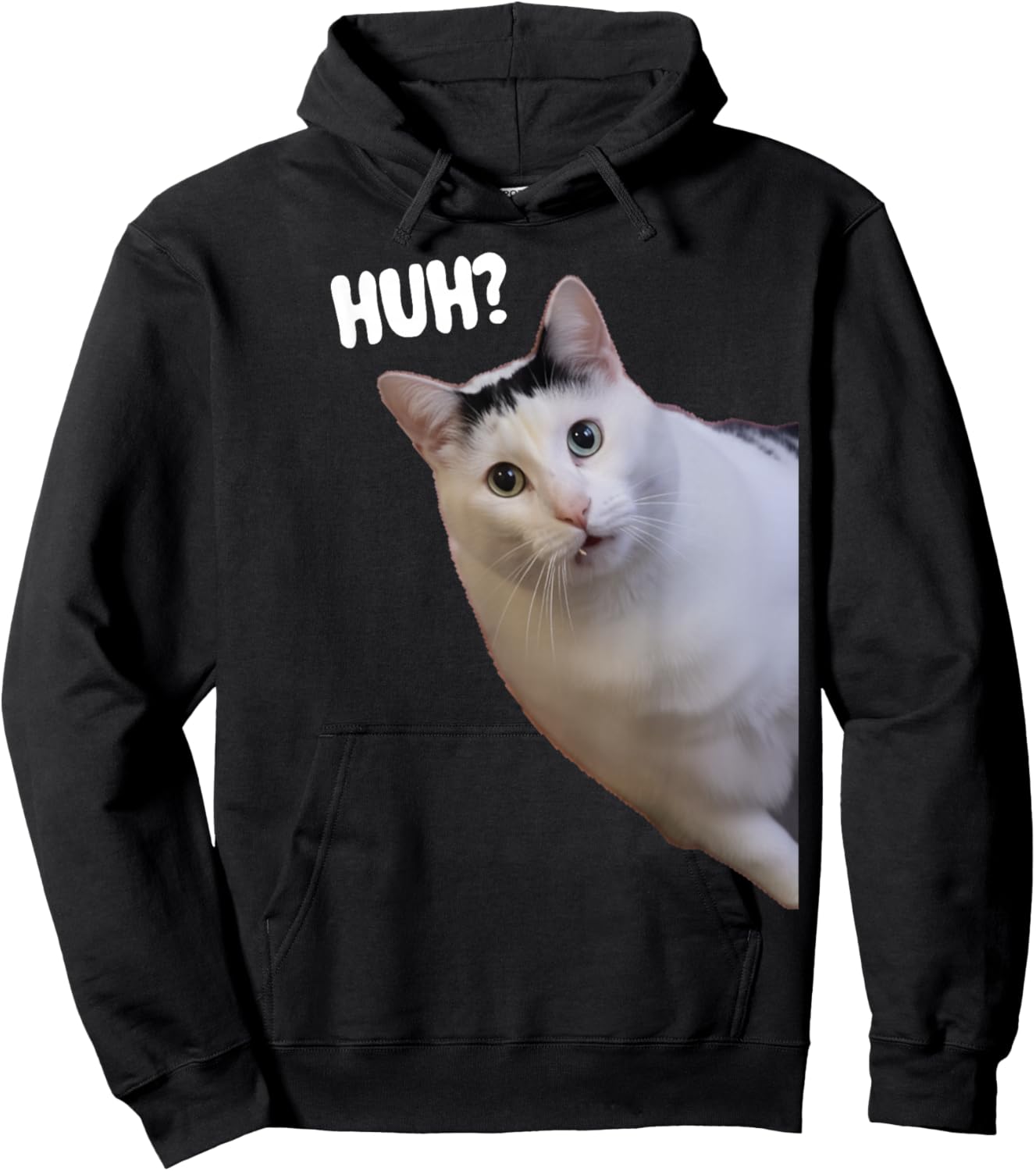 Funny Huh Cat Meme Funny Memes Internet Memes Cat Lover Joke Hoodie - Hoodie | Black