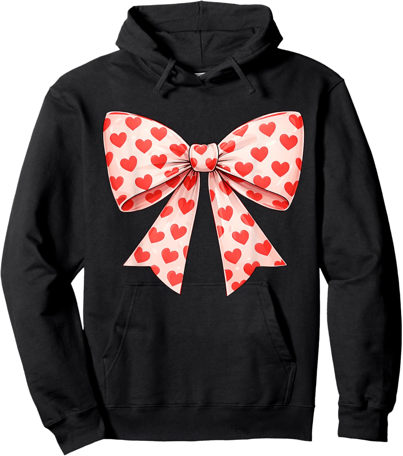 Girls Valentine Heart Bow Cute Valentines Day Teens Kids Hoodie - Hoodie | Black