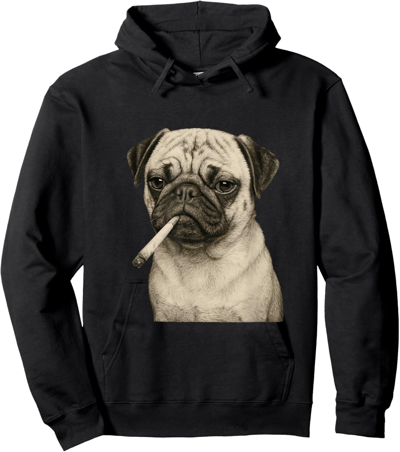Funny Smoking Pug Dog Cigarette Gen Z Meme Graphic Hoodie - Hoodie | Black