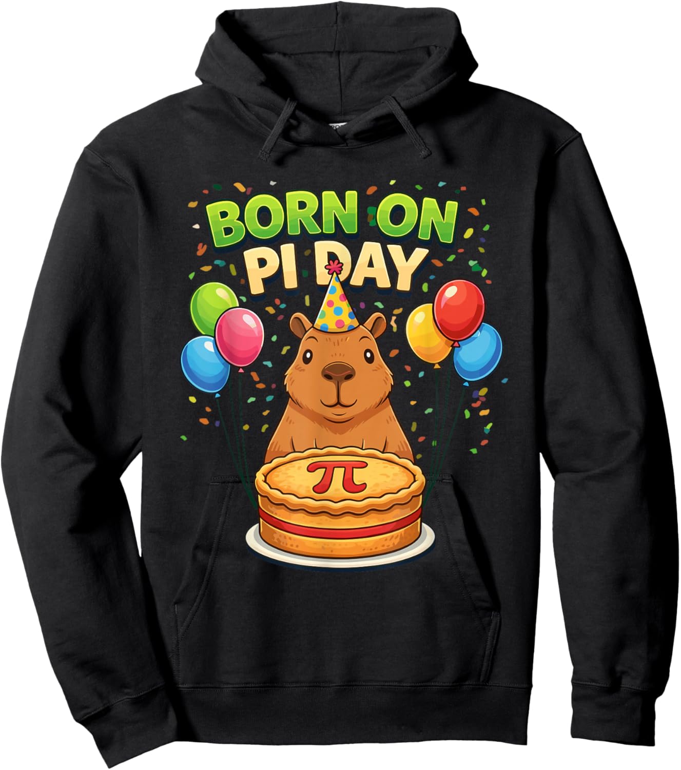 Born on Pi Day 3.14 Birthday Capybara Hoodie - Hoodie | Black