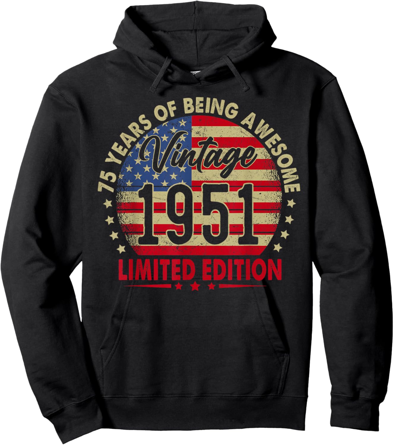 Vintage 1951 Limited Edition 75th Birthday 75 Years Old Hoodie - Hoodie | Black