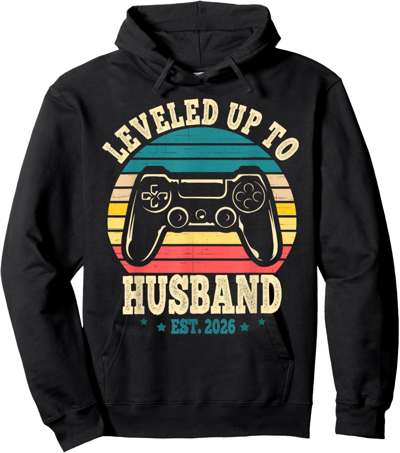 Leveled Up to Husband 2026 Newlywed Groom Just Married Gamer Hoodie - Hoodie | Black