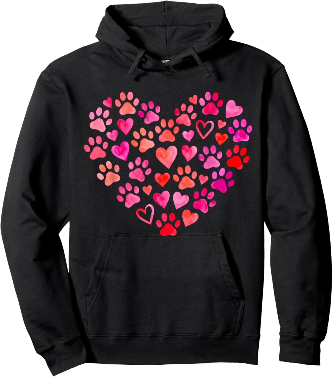 Cute Dog Lover Heart Paw Valentine Pet Owner Hoodie - Hoodie | Black