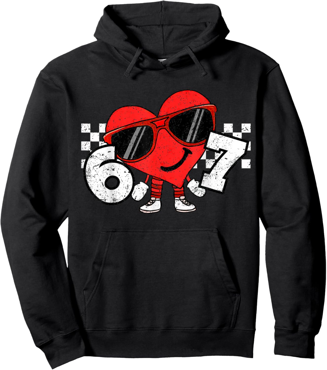 Funny Valentines Heart 67 Six Seven Boys Kids Teens Hoodie - Hoodie | Black