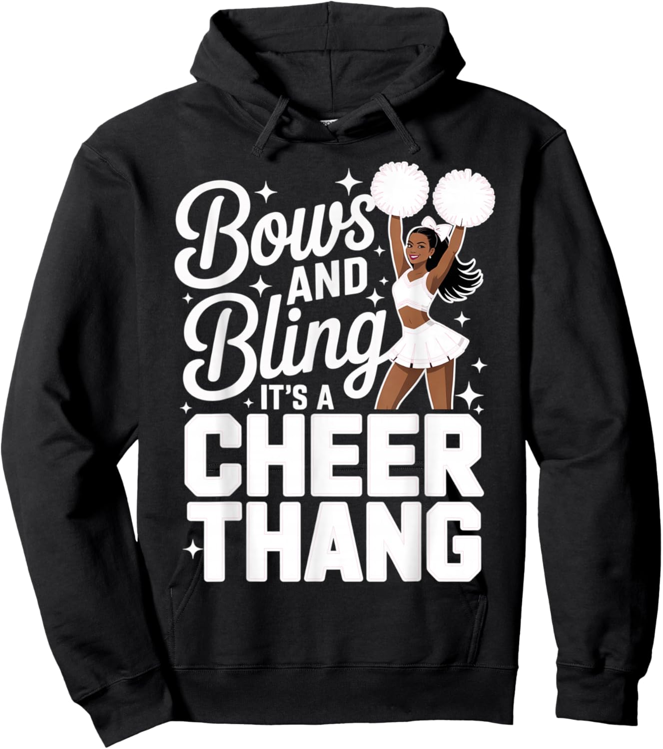 Black Cheerleader Bows Cheer Melanin Cheerleading White Hoodie - Hoodie | Black