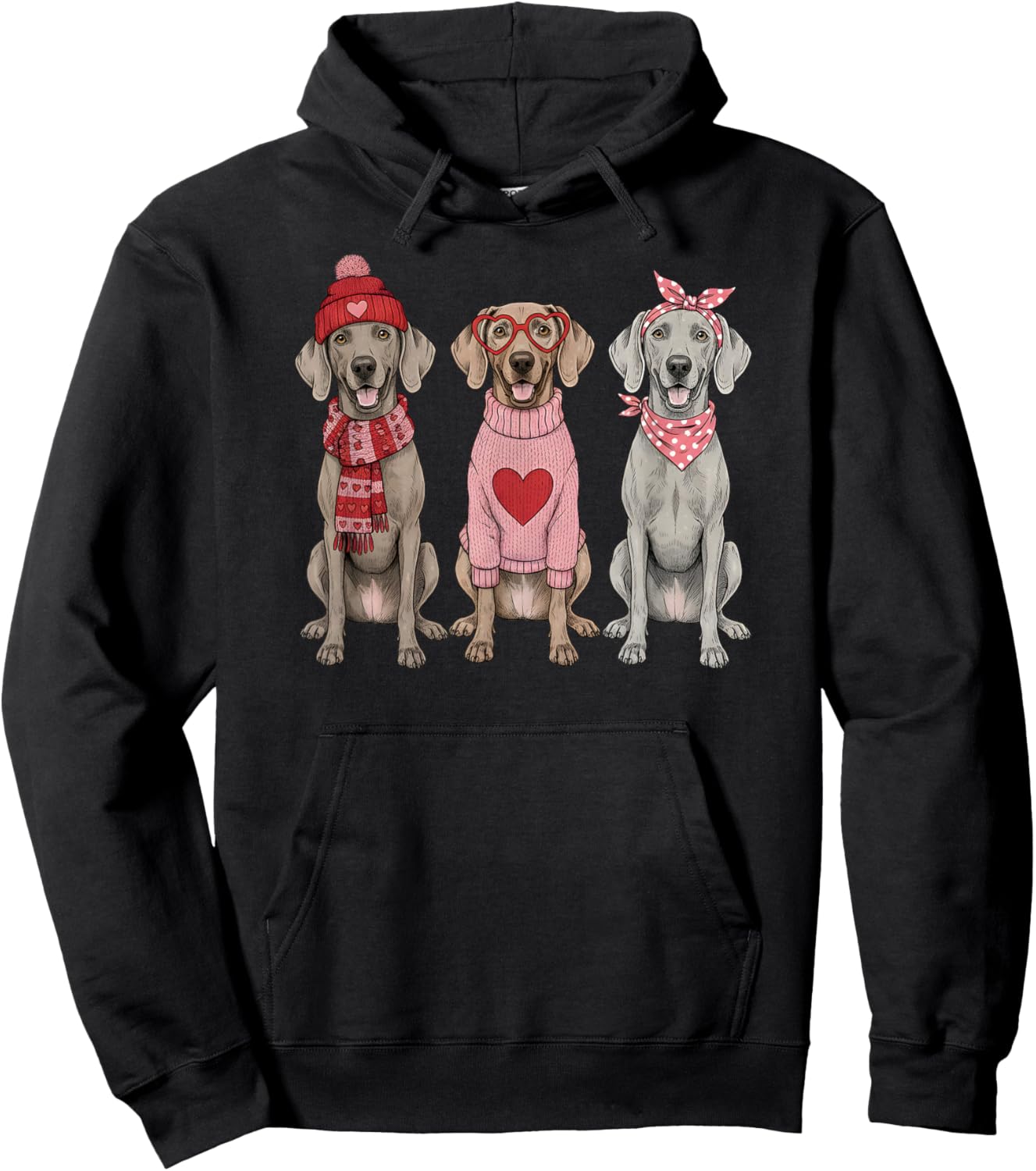 Cute Weimaraner Valentine Dog Hoodie - Hoodie | Black