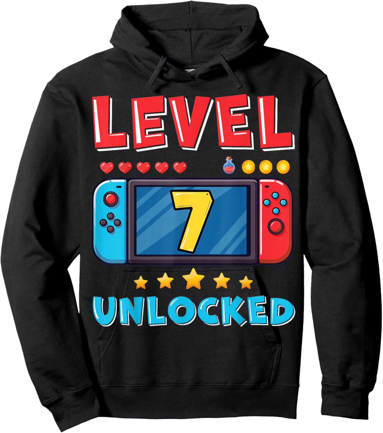7 Year Old Bday Decorations Son Gamer Boy 7yr 7th Birthday Hoodie - Hoodie | Black