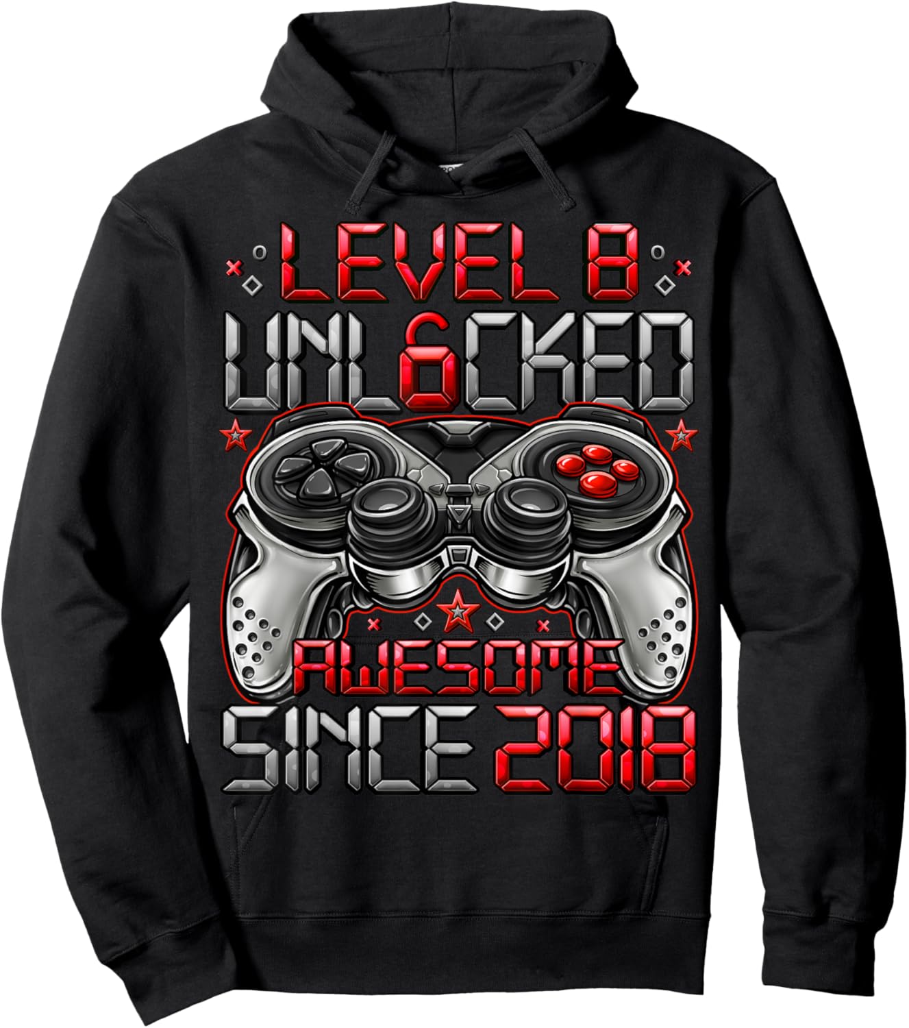 Level 8 Unlocked 8 Year Old Gifts Boys 8th Birthday Boy Hoodie - Hoodie | Black
