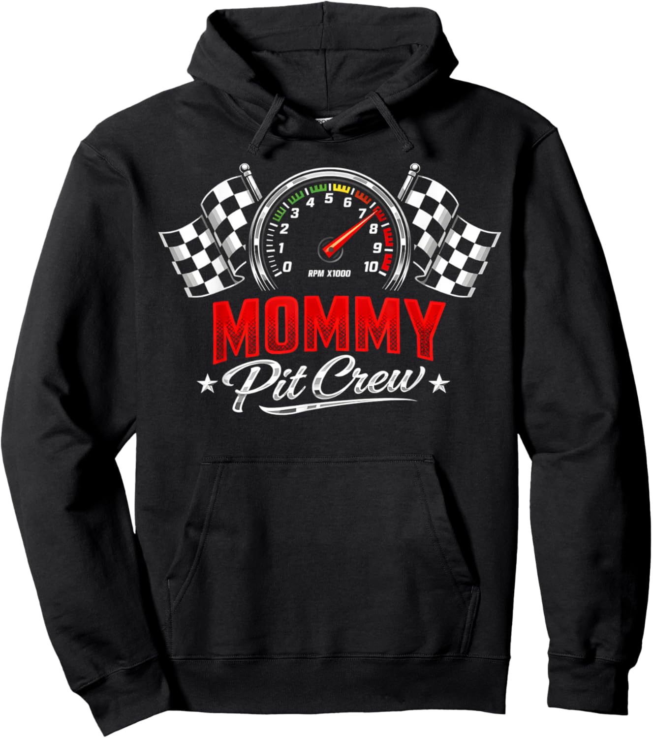 Race Car Racing Birthday Party Family Racing Mommy Pit Crew Hoodie - Hoodie | Black