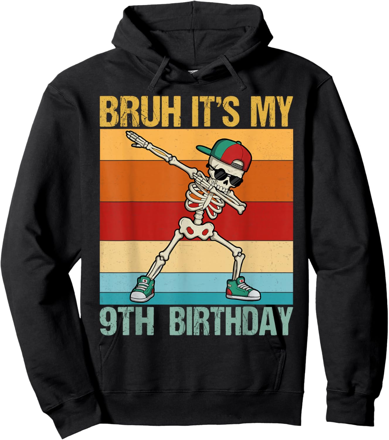 Funny Bruh It's My 9th Birthday 9 Year Old boy Birthday Hoodie - Hoodie | Black