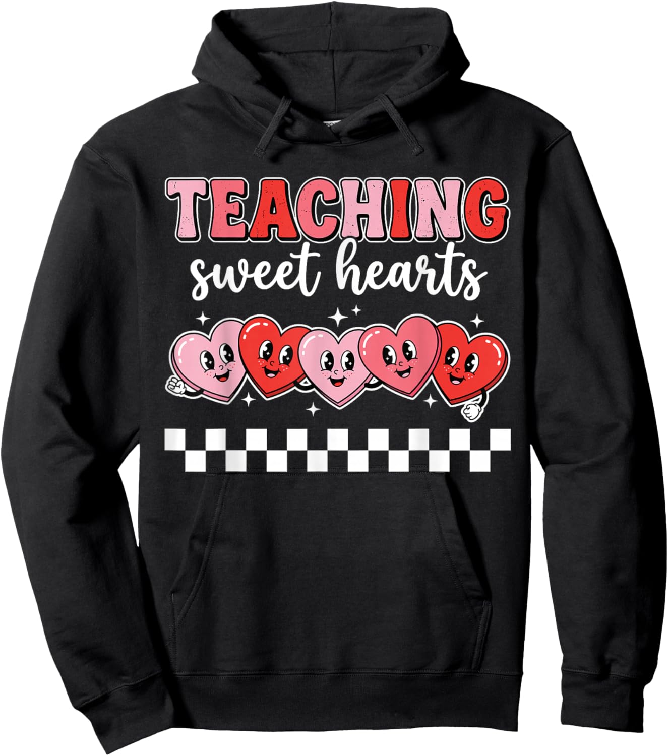 Teaching Sweet Hearts Cute Valentine Teacher Hoodie - Hoodie | Black