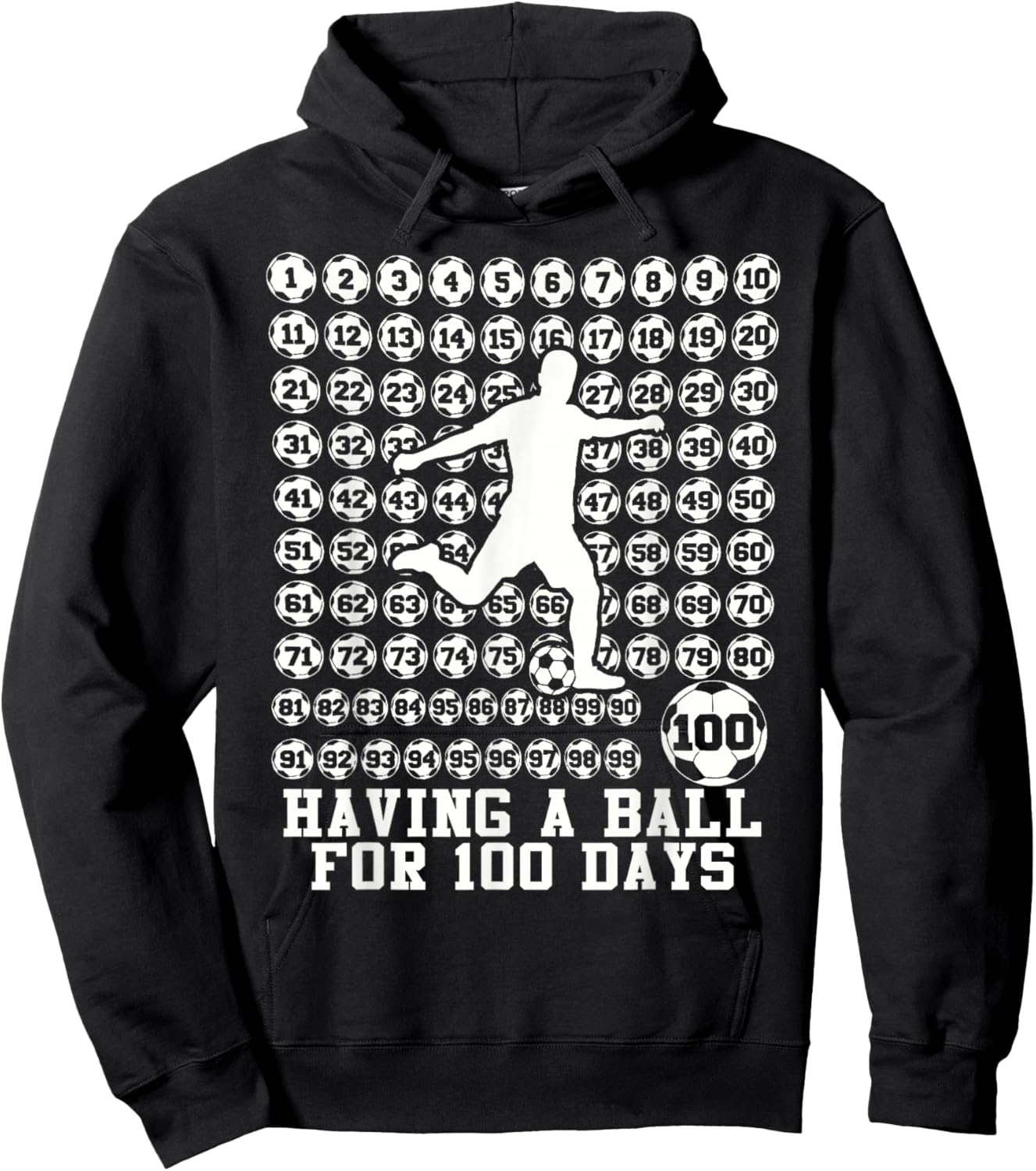 100 Days of School Boys Soccer 100th Day of School Kids Hoodie - Hoodie | Black