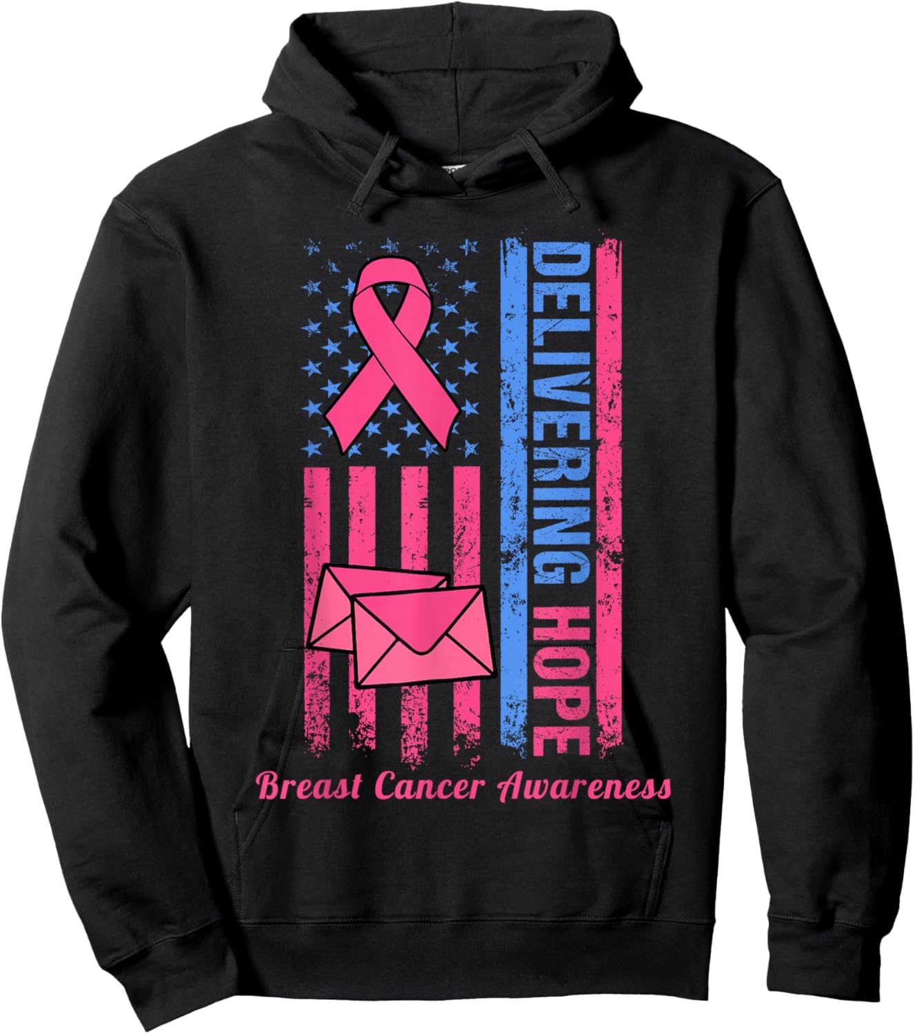 Postal Worker Clerk Breast Cancer Awareness Pink Ribbon Hoodie - Hoodie | Black