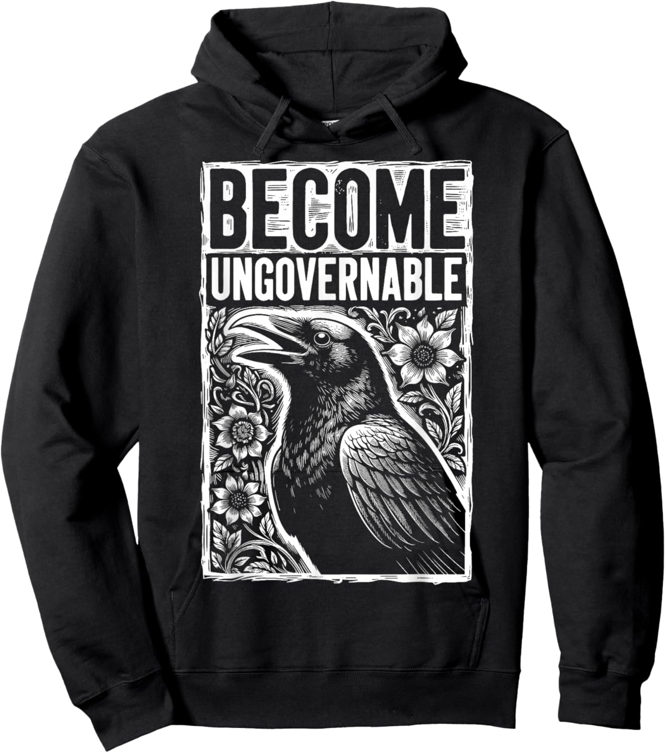 Become Ungovernable Crow - Feral Gothic Raven Vintage Hoodie - Hoodie | Black