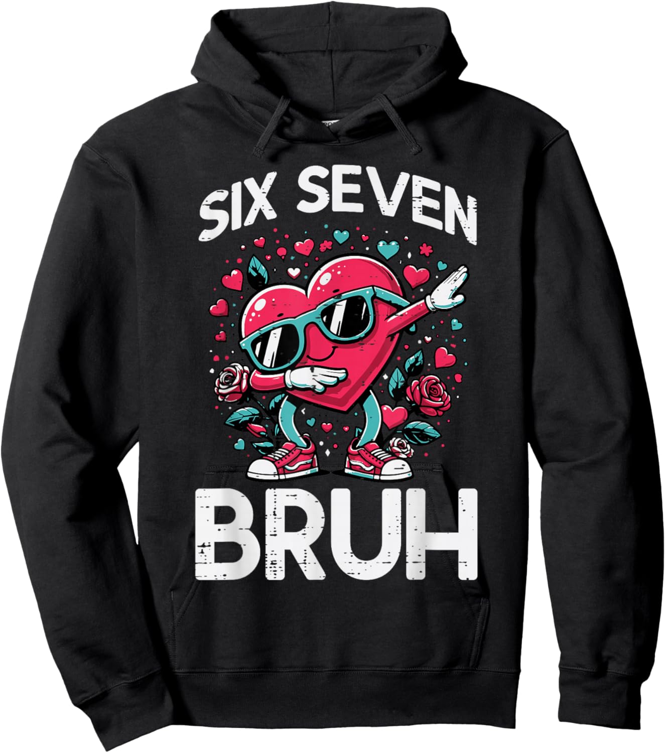 Dab Heart Six Seven Bruh 67 Valentine Meme 6 7 Kid Boy Youth Hoodie - Hoodie | Black