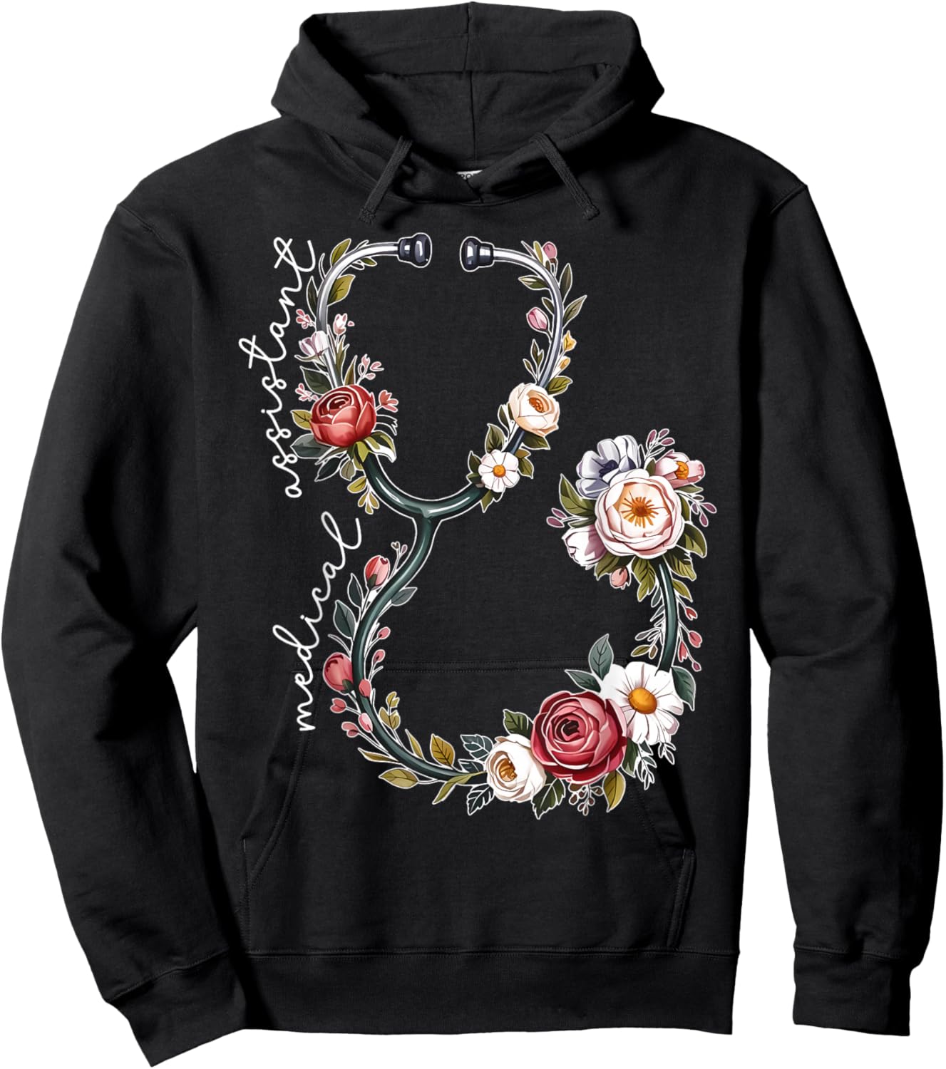 Wildflower Stethoscope CMA Certified Medical Assistant RN Hoodie - Hoodie | Black