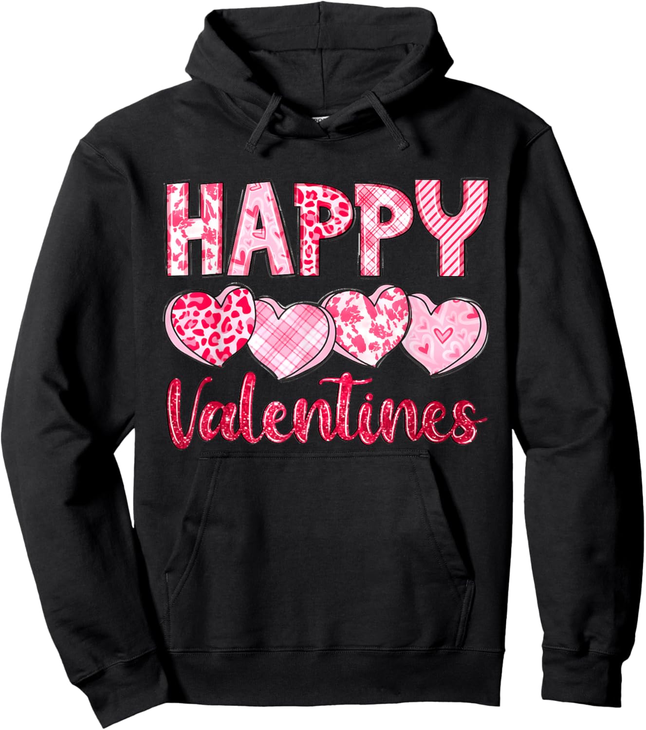 Happy Valentine Day Heart Love Women Couples Hoodie - Hoodie | Black
