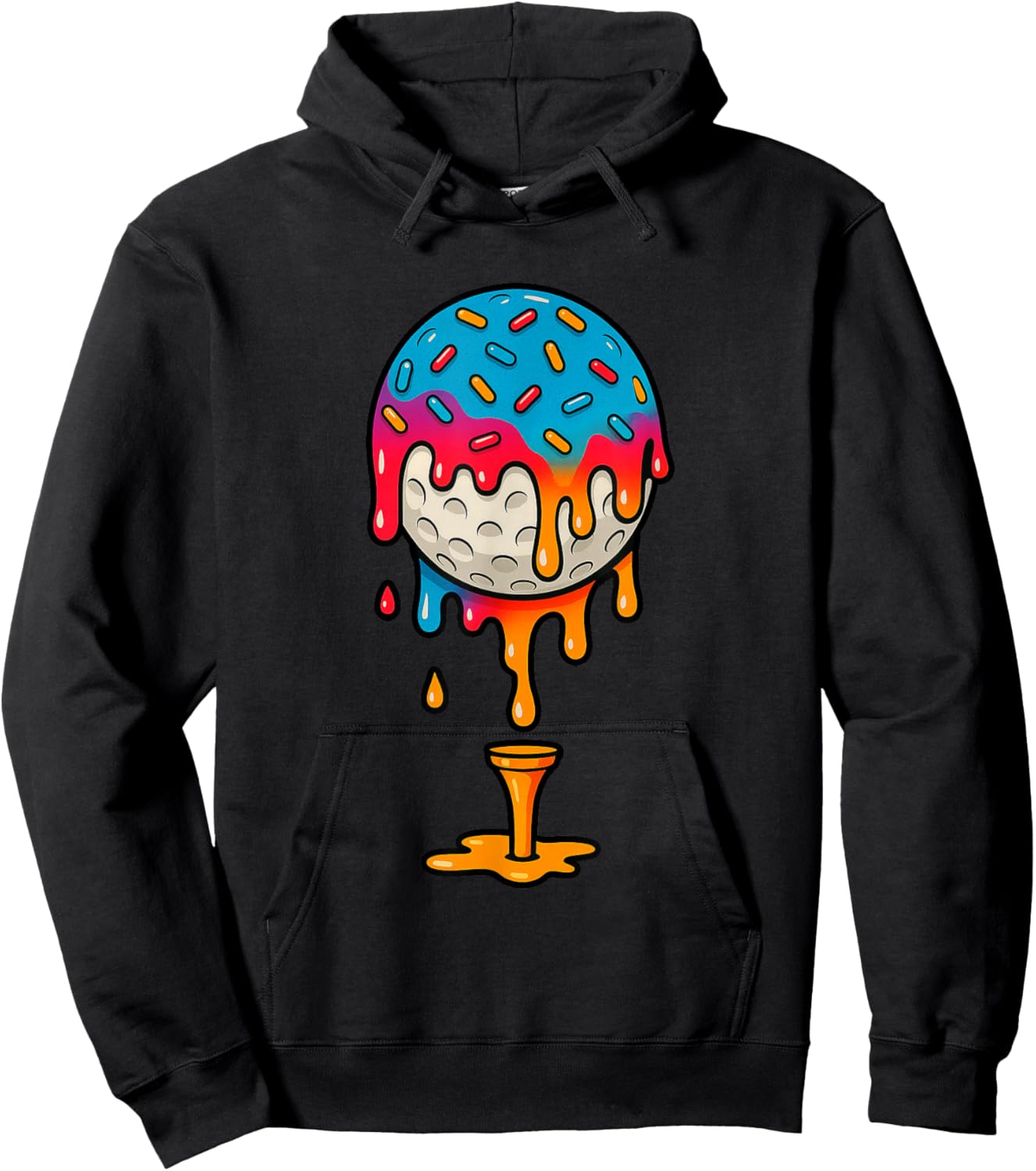 Dripping Sprinkles Golf Ball Colorful Golf Art Golfer Kids Hoodie - Hoodie | Black