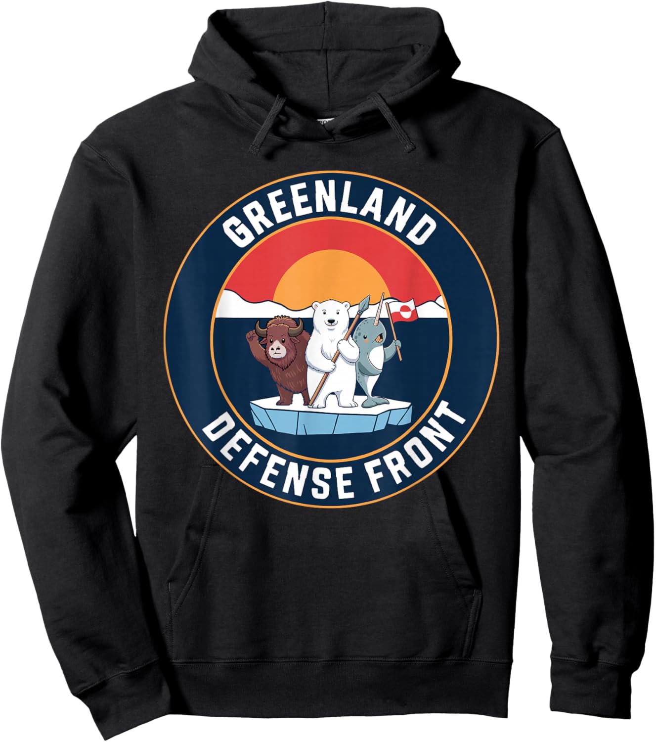 Greenland Guard Polar Bear Spear Arctic Emblem Hoodie - Hoodie | Black