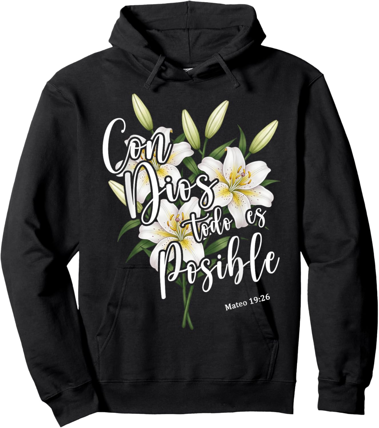 Con Dios Todo ES Posible Shirt Christian Spanish for Hoodie - Hoodie | Black