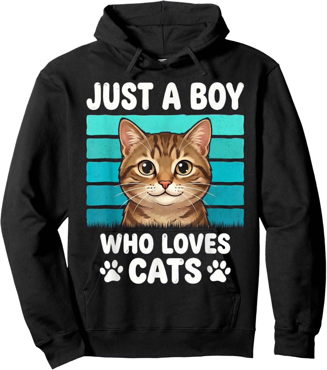 Just a Boy Who Loves Cats Funny Cat Lover Kids Boys Hoodie - Hoodie | Black