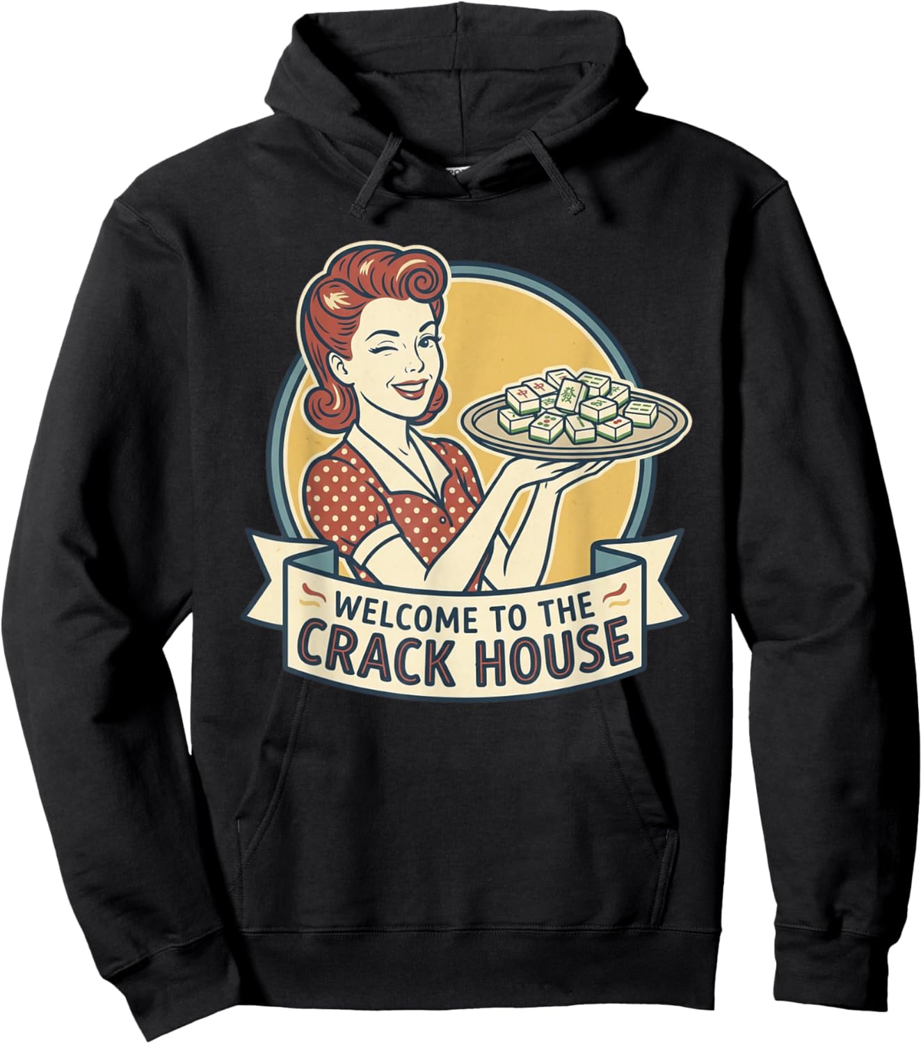 Funny Mahjong Welcome to The Crack House Game Night Hoodie - Hoodie | Black