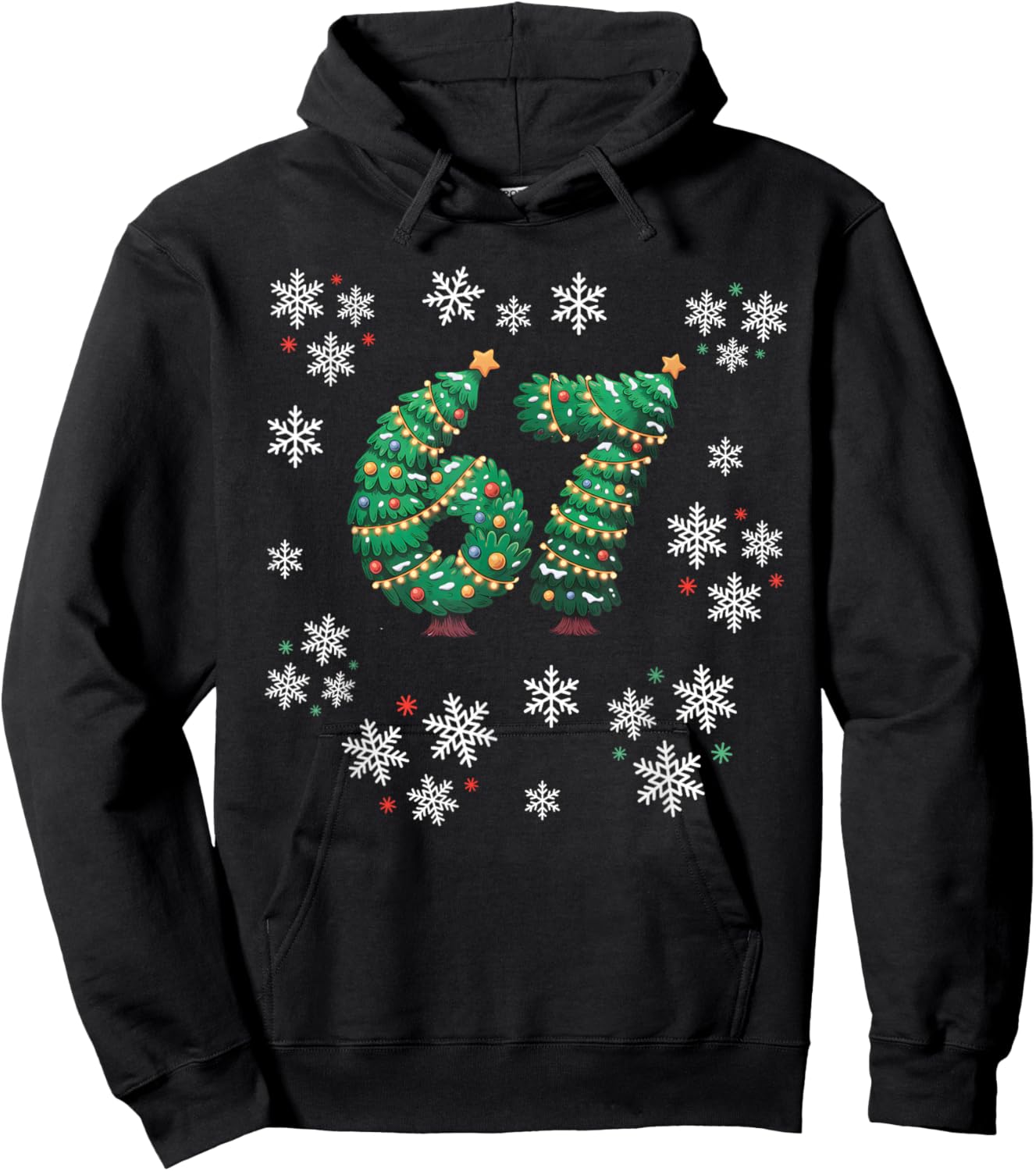 67 Christmas Sweater 6 7 Middle School Ugly Christmas Tree Hoodie - Hoodie | Black
