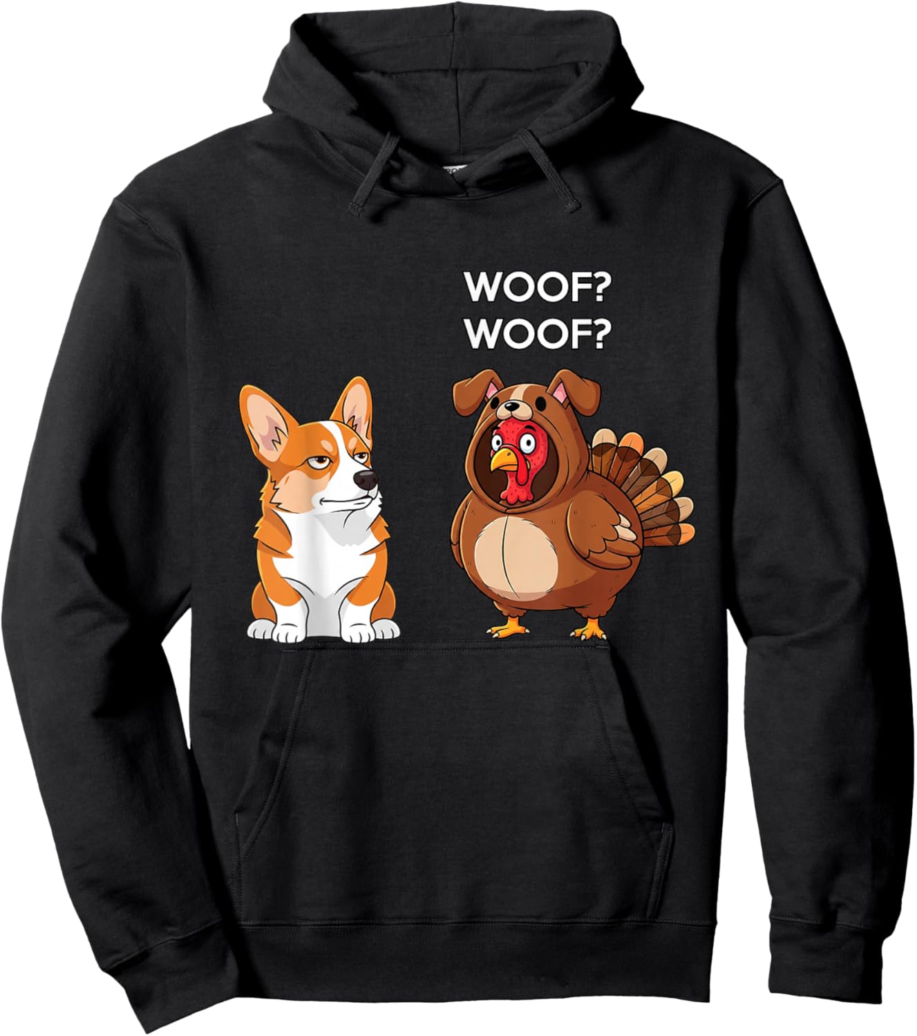 Funny Thanksgiving Corgi and Turkey Hoodie - Hoodie | Black