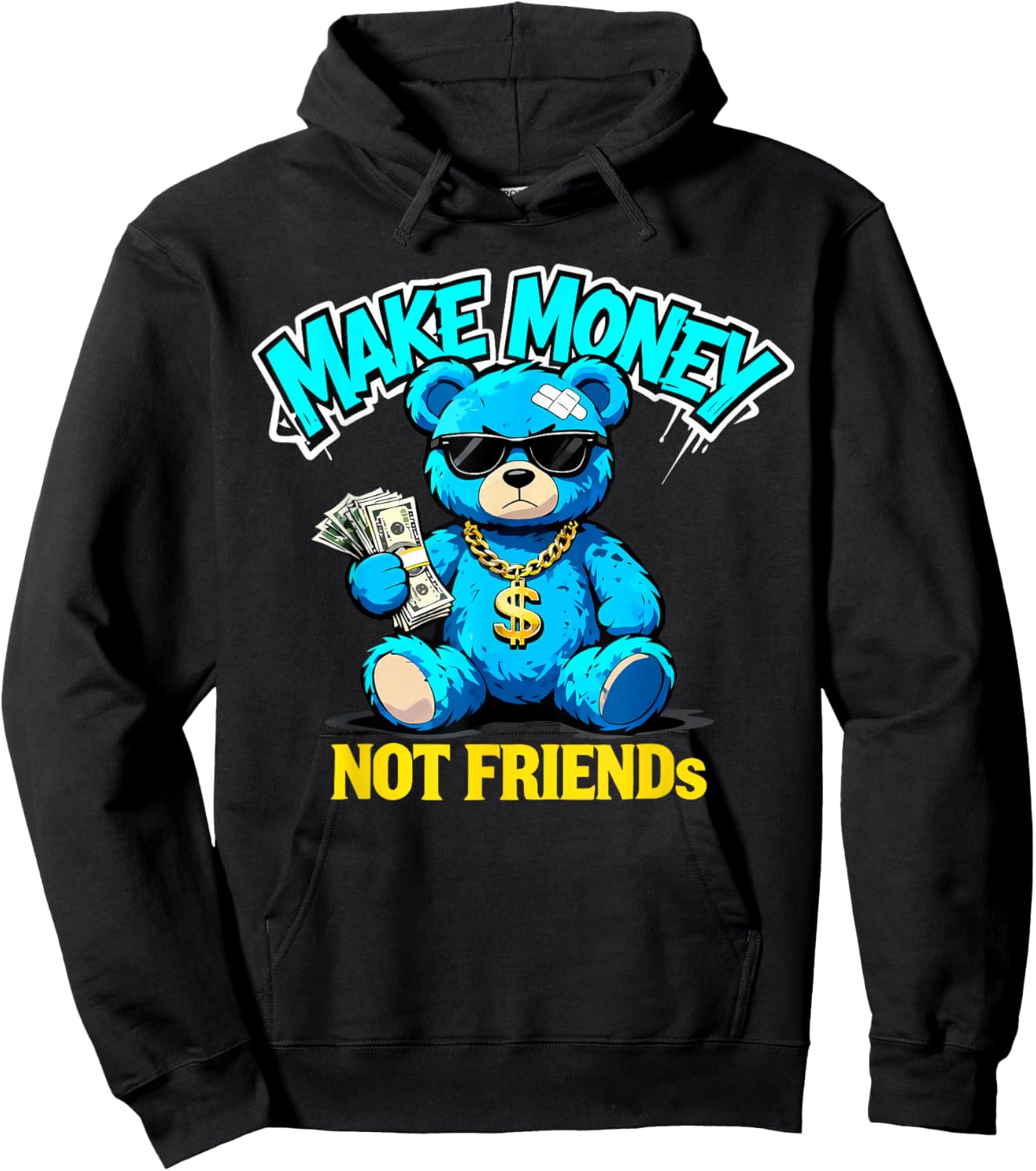 Streetwear Retro Matching Gamma Blue Hoodie - Hoodie | Black