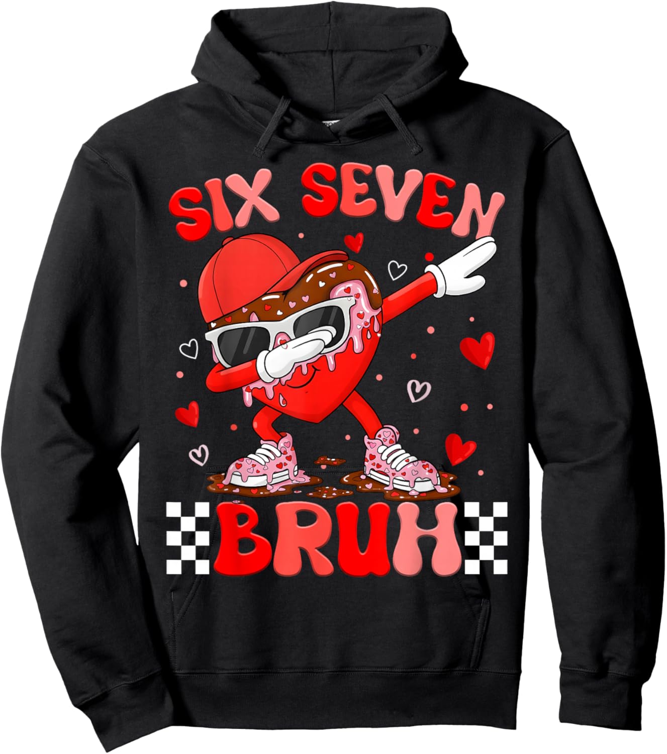 Bruh 67 Valentines Six Seven Meme Drip Heart 6 7 Boys Kids Hoodie - Hoodie | Black