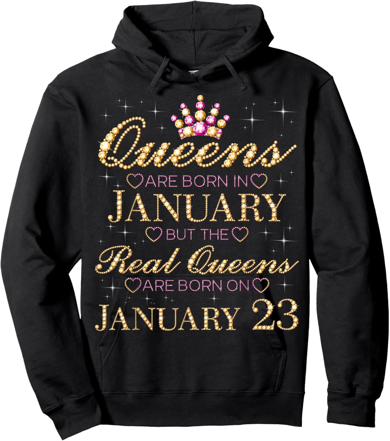 Real Queens are Born On January 23, 23rd January Birthday Hoodie - Hoodie | Black