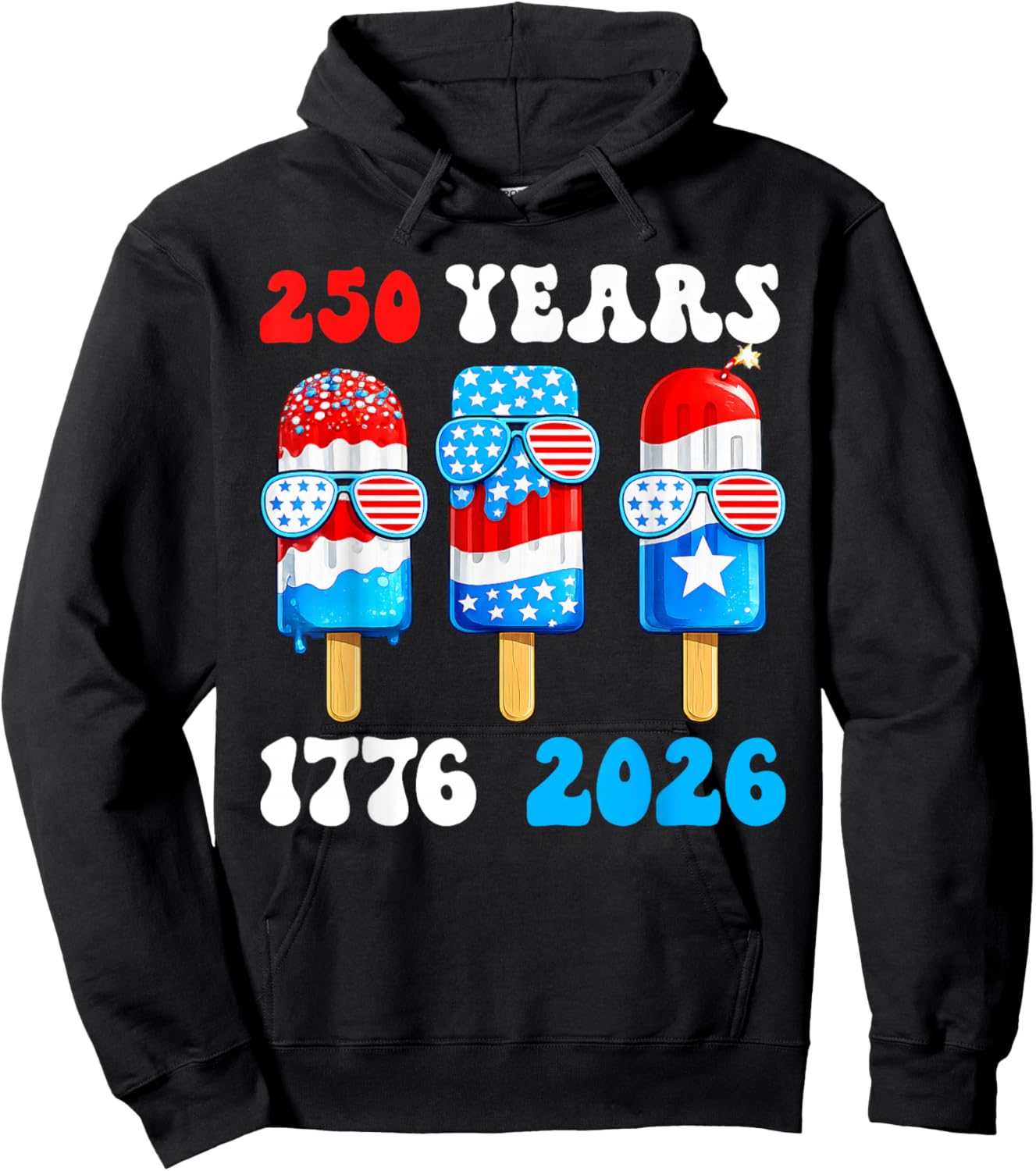 250 Years American 1776 2026 250th USA 4th of July Boy Kids Hoodie - Hoodie | Black