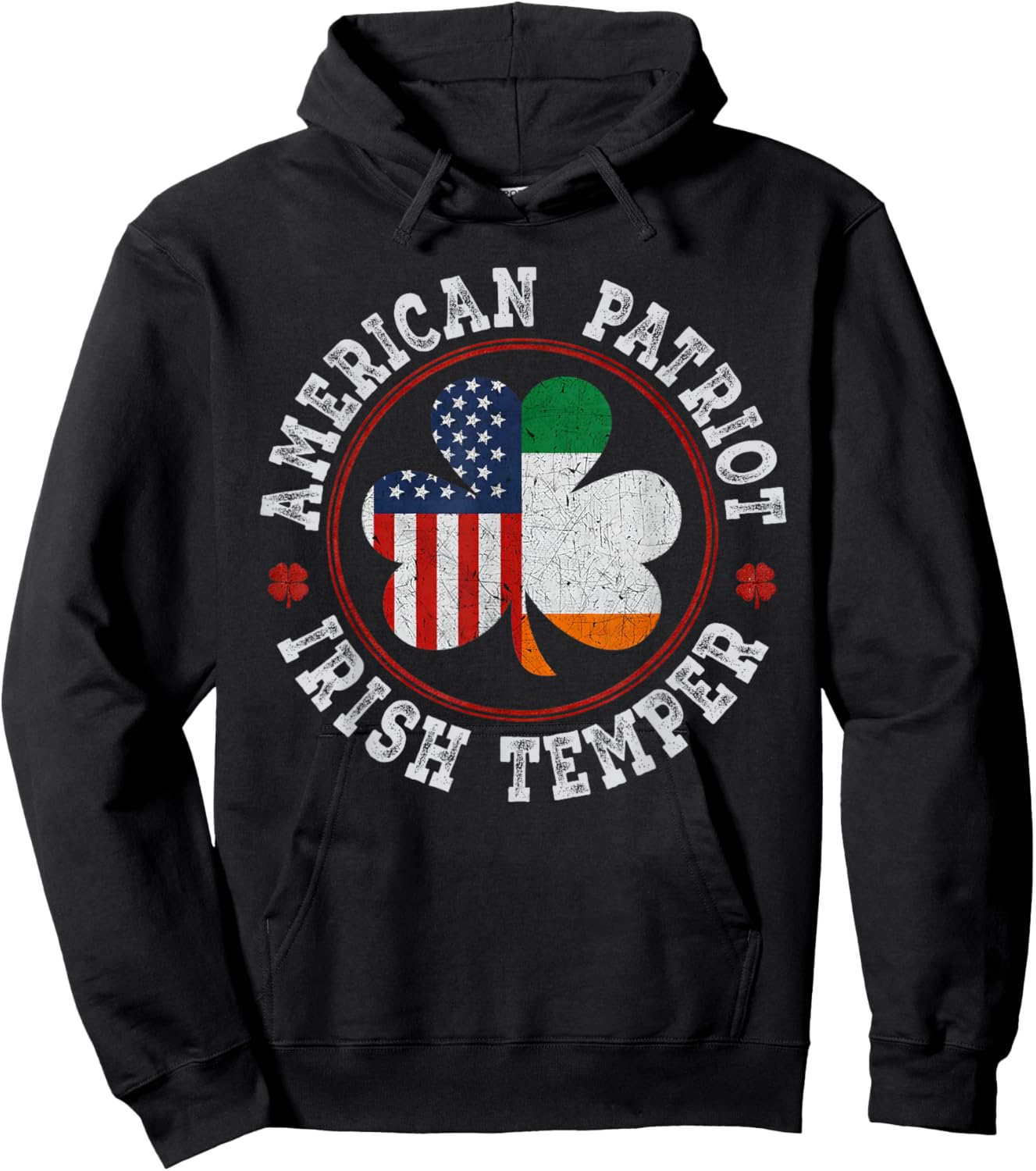 Retro American Patriot Irish Temper Funny St Patricks Day Hoodie - Hoodie | Black
