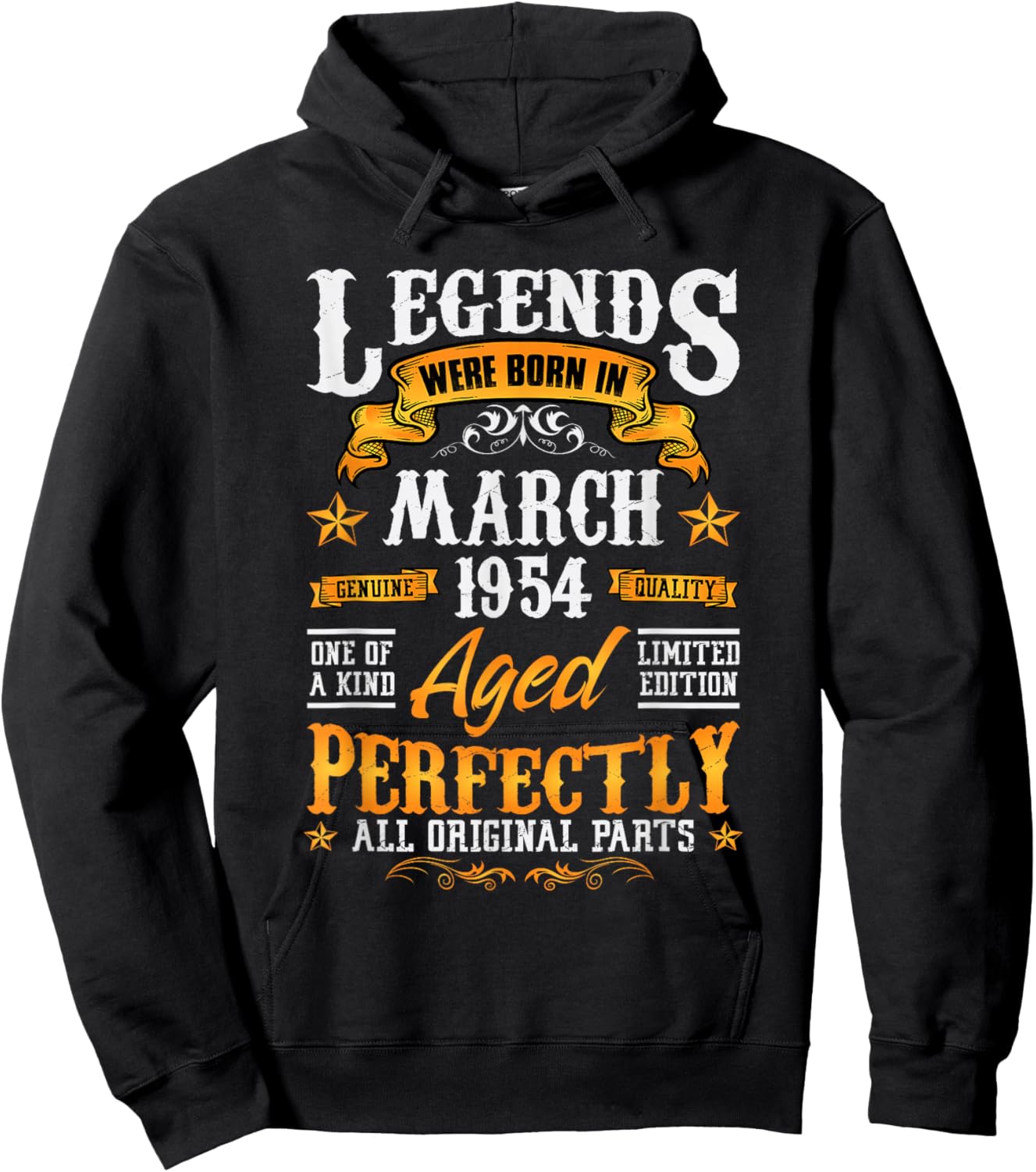 72rd Birthday Vintage Legends Born in 1954 72 Years March Hoodie - Hoodie | Black
