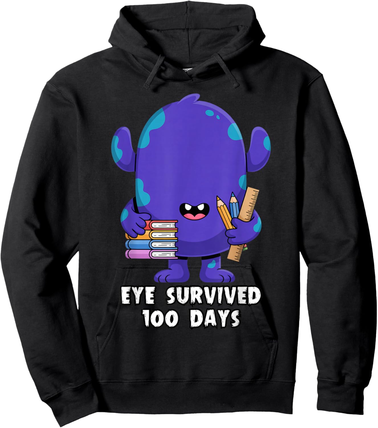 Eye Survived 100 Days of School Easy Monster DIY Project Hoodie - Hoodie | Black