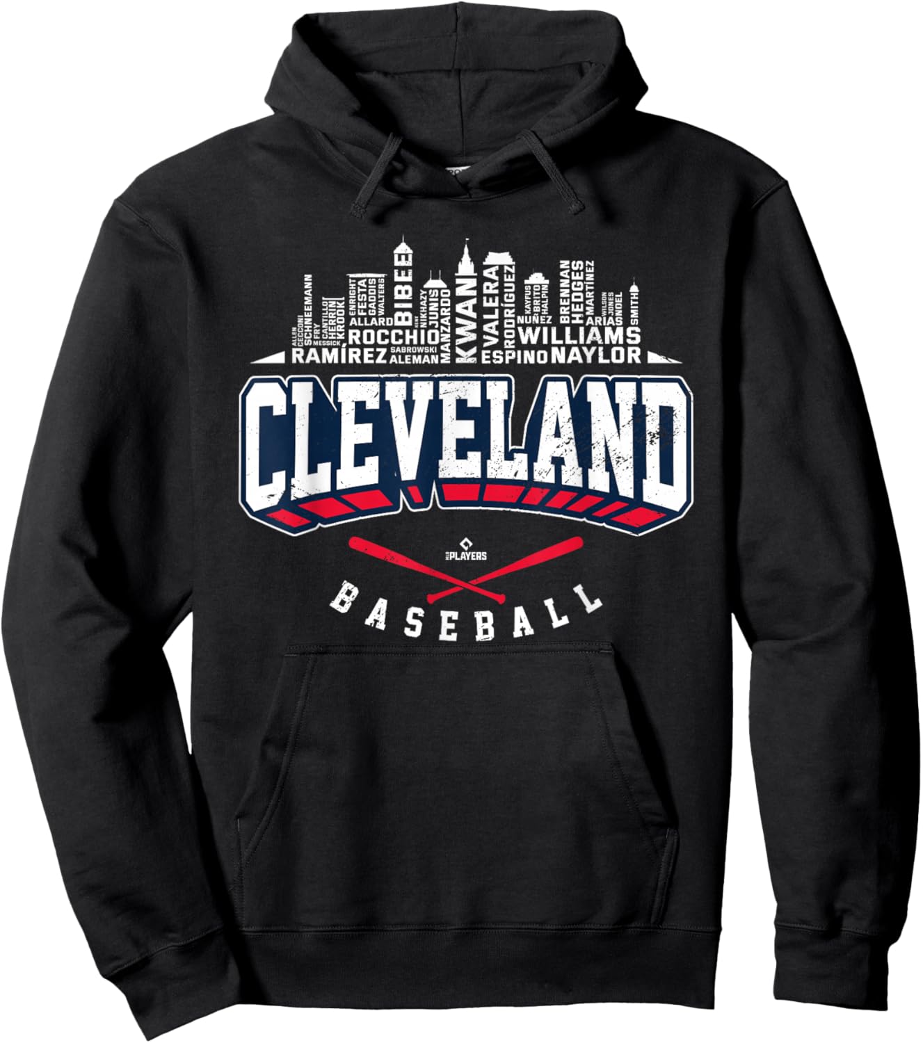 2025 Cleveland Team Skyline Word Art José Ramírez MLBPA Hoodie - Hoodie | Black