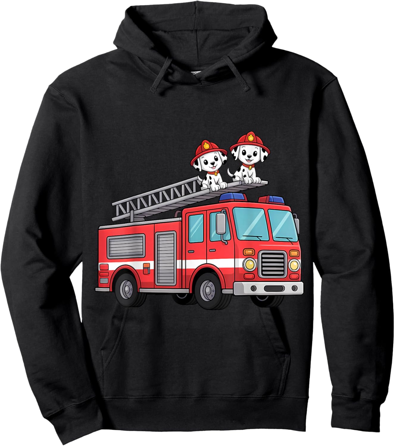 Fire Truck Firefighter Dalmatians Kids Hoodie - Hoodie | Black