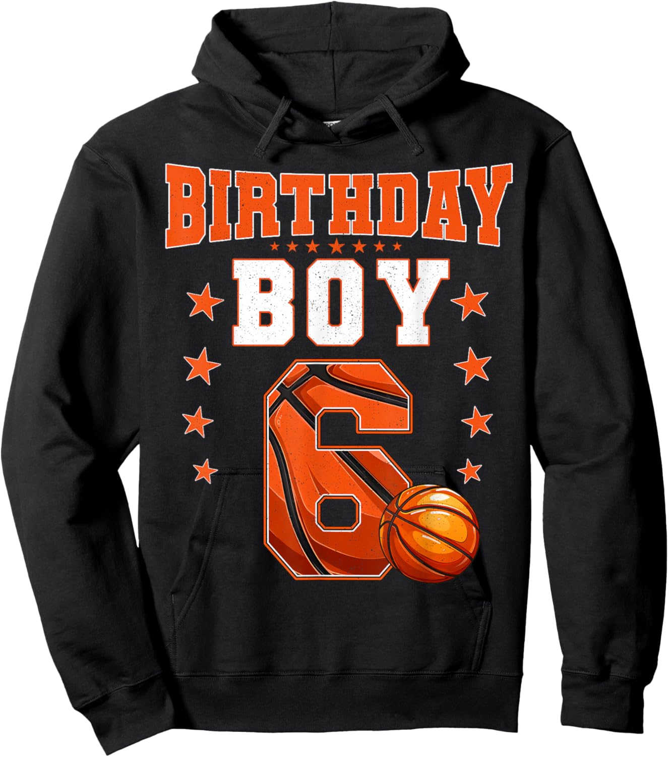 Kids 6 Year Old Birthday Boy Basketball 6th Birthday Party Hoodie - Hoodie | Black