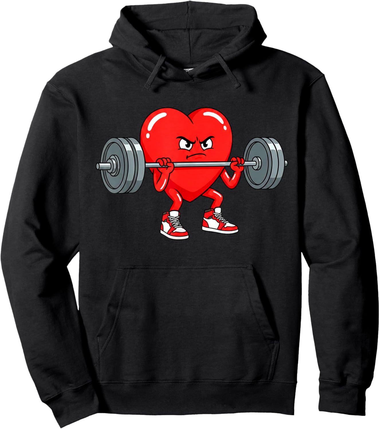Funny Valentine Fitness Heart Weightlifting Love Gym Humor Hoodie - Hoodie | Black
