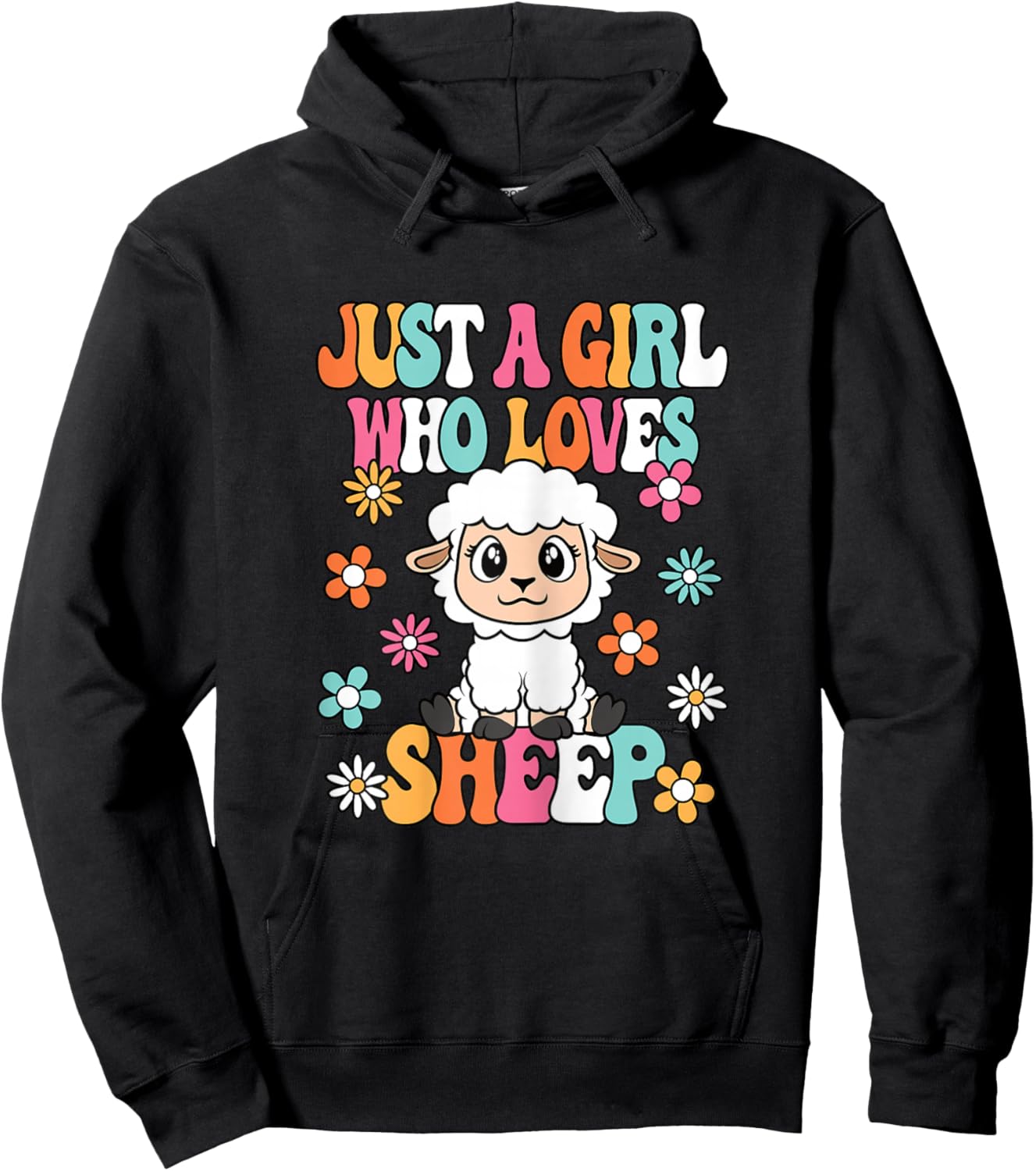Just A Girl Who Loves Sheep Cute Groovy Sheep Kids Hoodie - Hoodie | Black