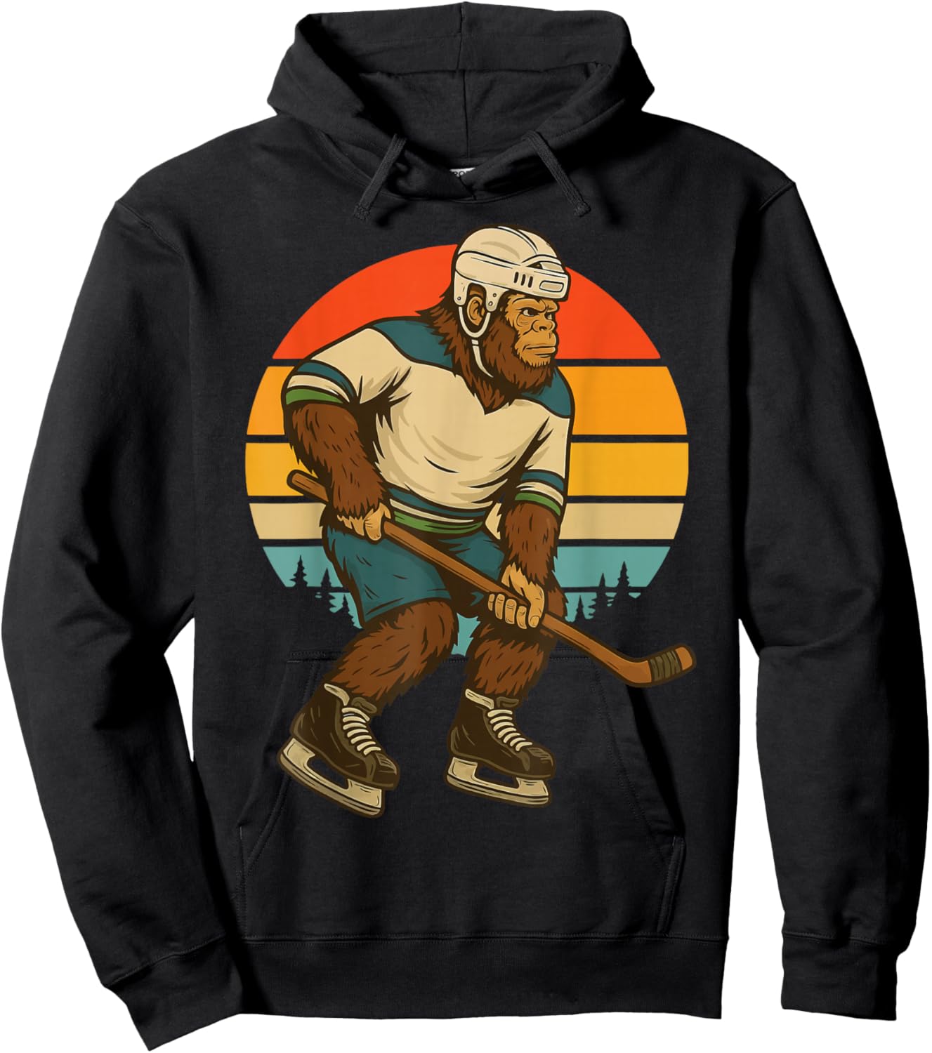 Bigfoot Ice Hockey Retro Hoodie - Hoodie | Black