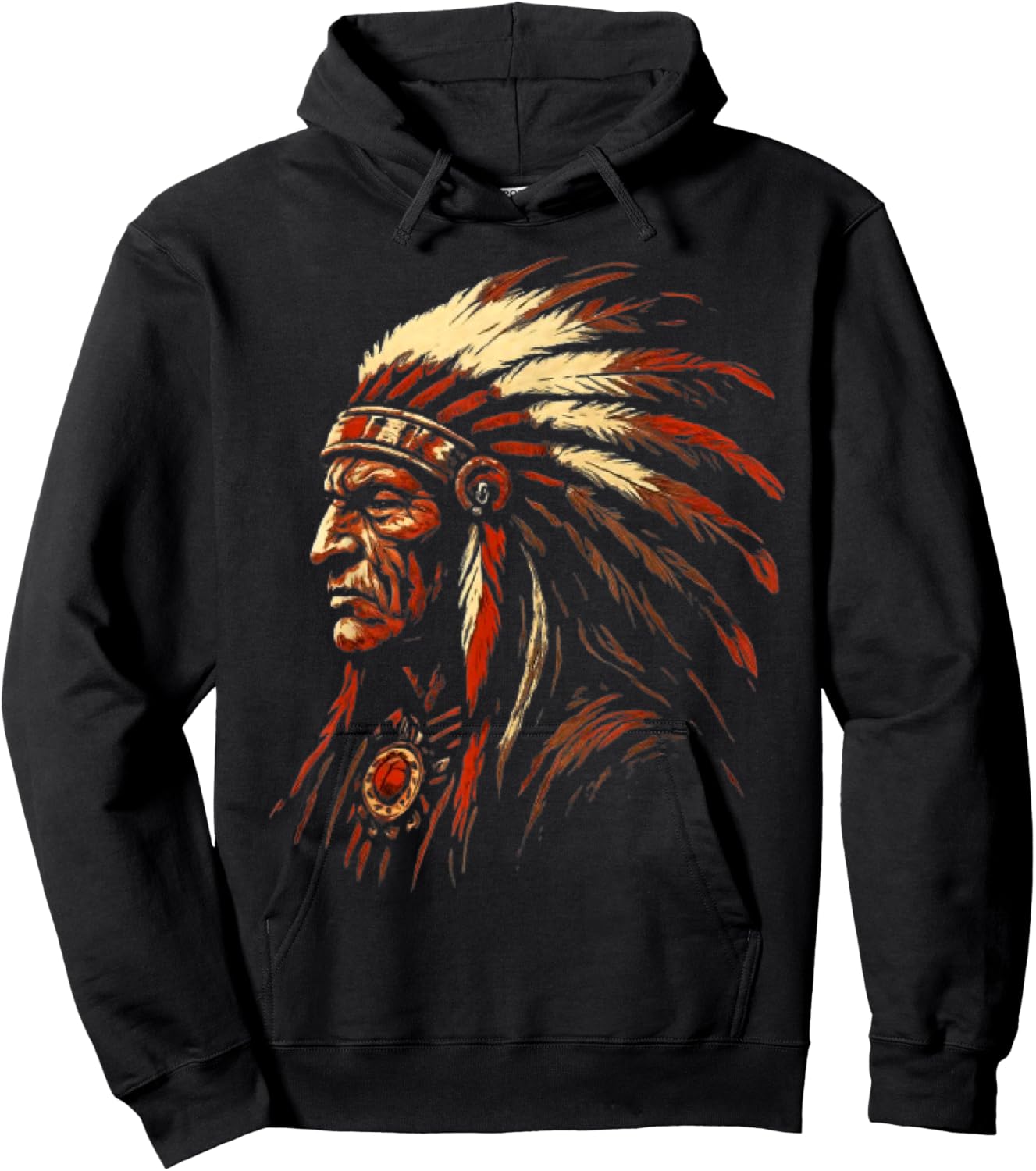 Native American Indian Headdress Traditional Art Men Women Hoodie - Hoodie | Black