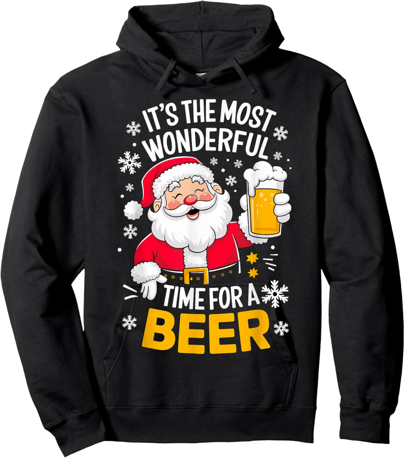 It's The Most Wonderful Time for a Beer Santa Christmas Hoodie - Hoodie | Black