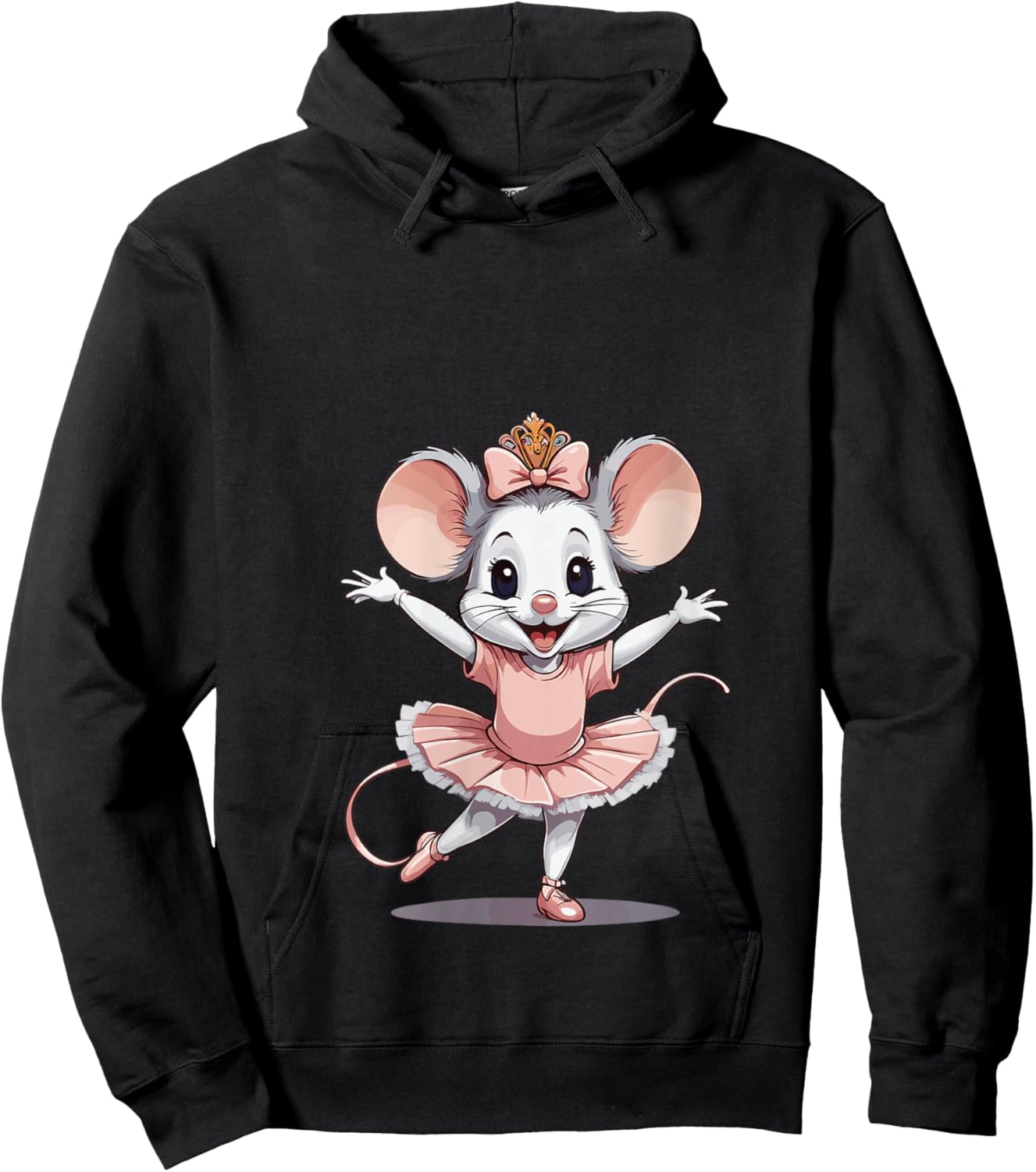 Women's Cute Unique & Modern Mouse Ballet & Ballerina V-Neck Hoodie - Hoodie | Black