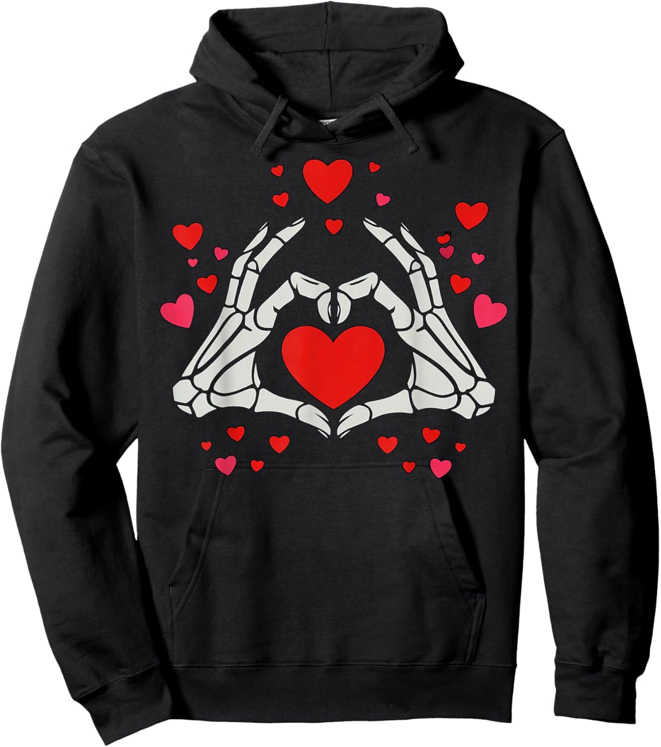 Skeleton Hands Heart Valentine Cute Love Hoodie - Hoodie | Black